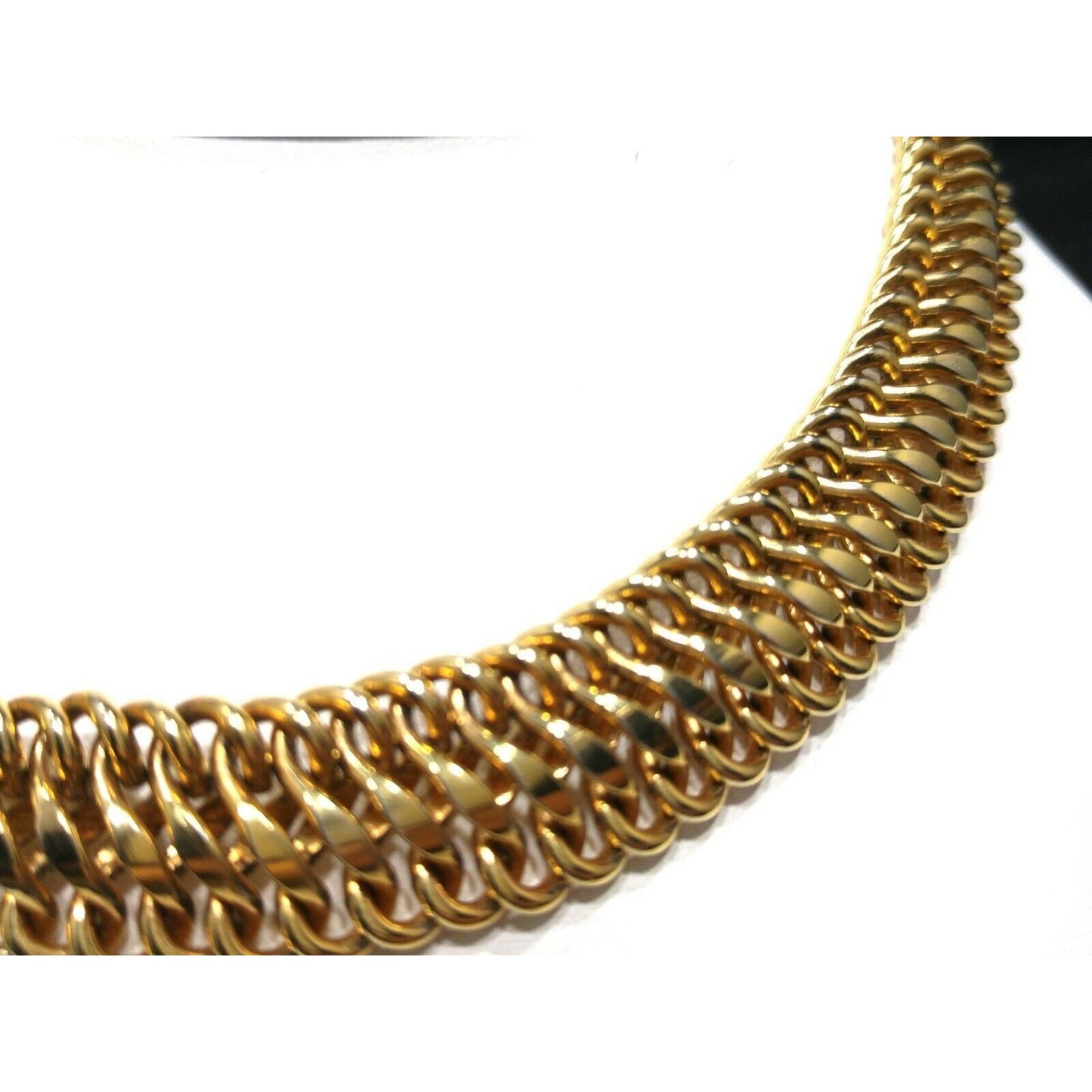 Vendome Interlocking Chain Choker Necklace, Gold Plated, 15 Inches, 1950s Vintage Jewelry