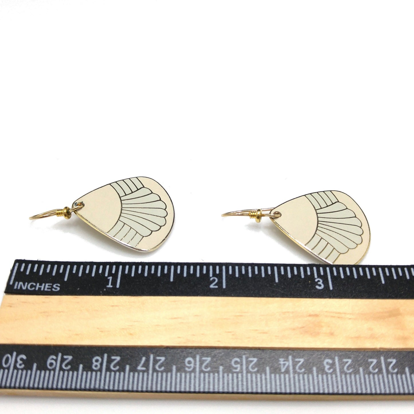 Vintage Laurel Burch Beige Gray Waterfall Earrings, Gold Plated