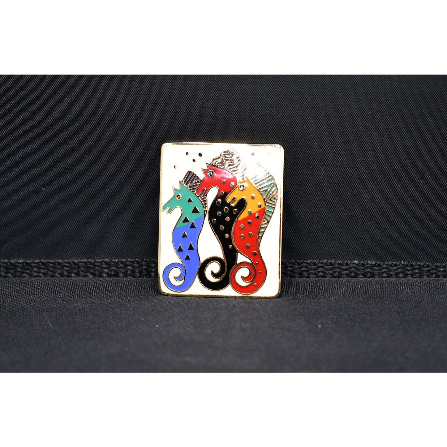 Laurel Burch "Sea Stallions" Brooch, Gold Plated, 1980s Vintage Jewelry