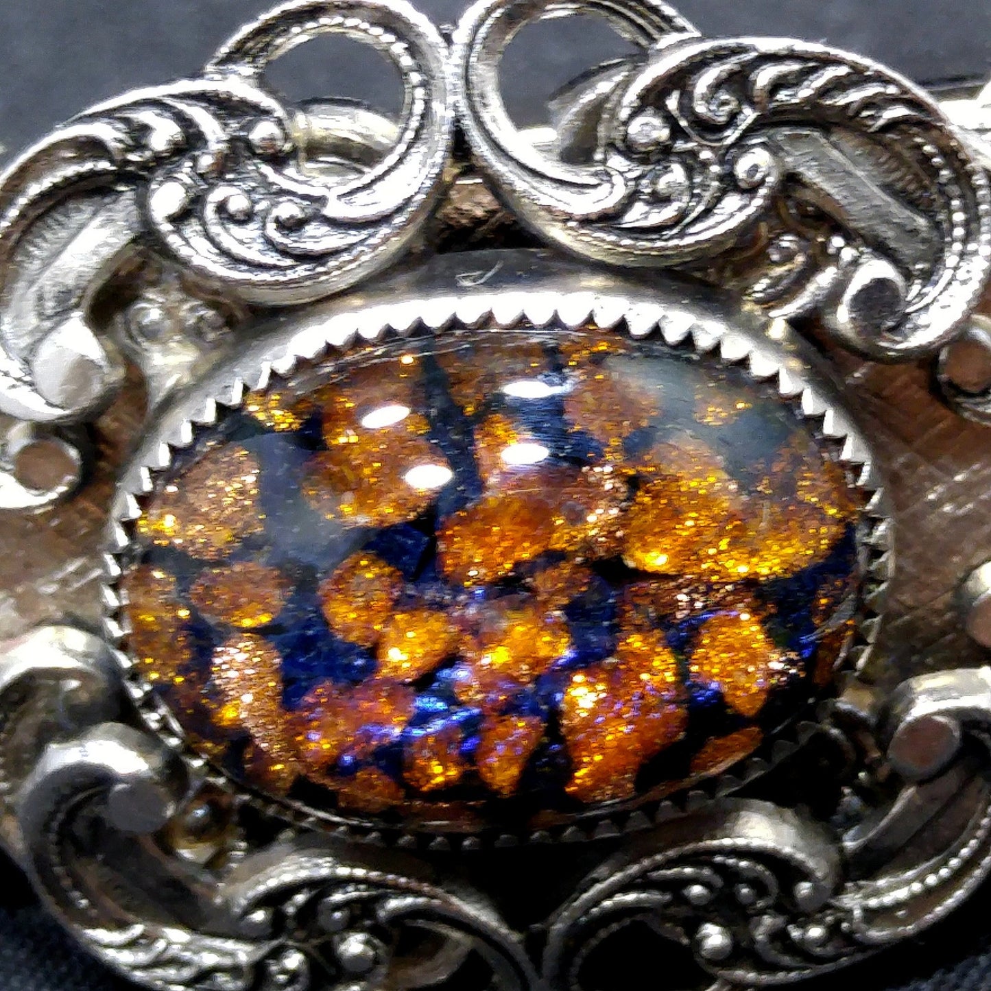 Whiting & Davis Co. Mesh Glitter Glass Bracelet, Adjustable Slide Clasp, 1950s Vintage Jewelry