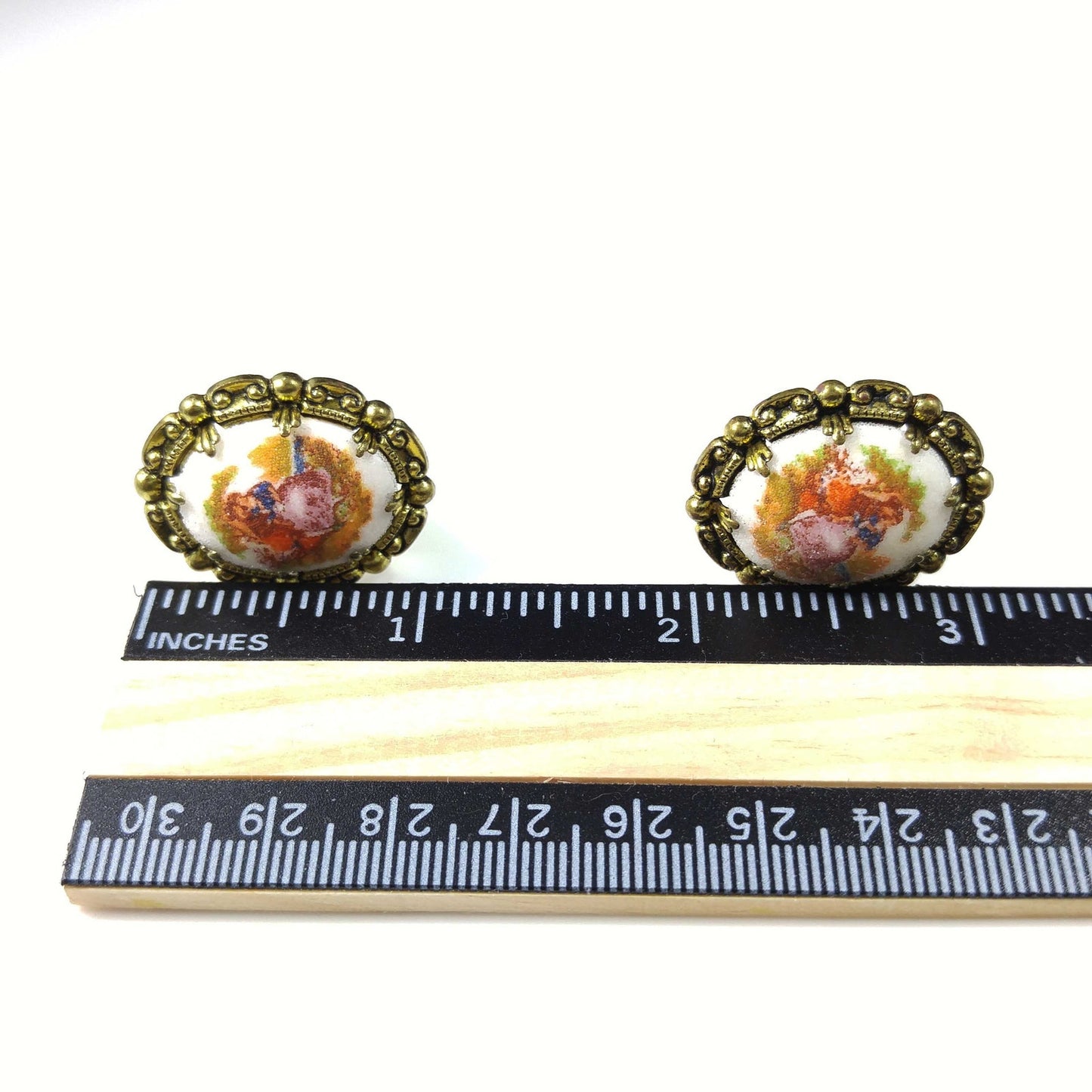 West Germany Loving Embrace Clip Earrings, Sand Glass, 1950s Vintage Jewelry
