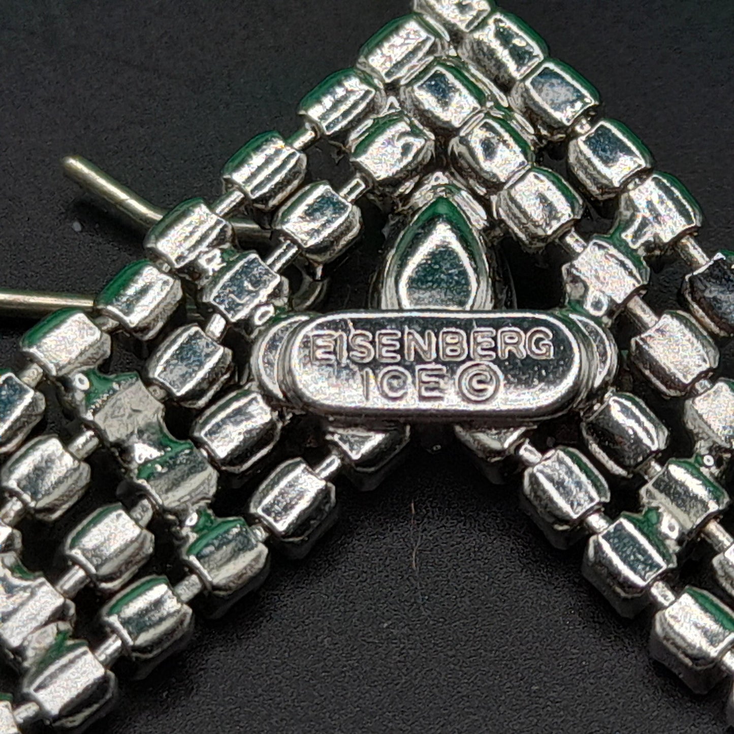 Eisenberg Ice Clear Rhinestone Necklace, Mid-Century Rhodium Plated, 1960s Vintage Jewelry