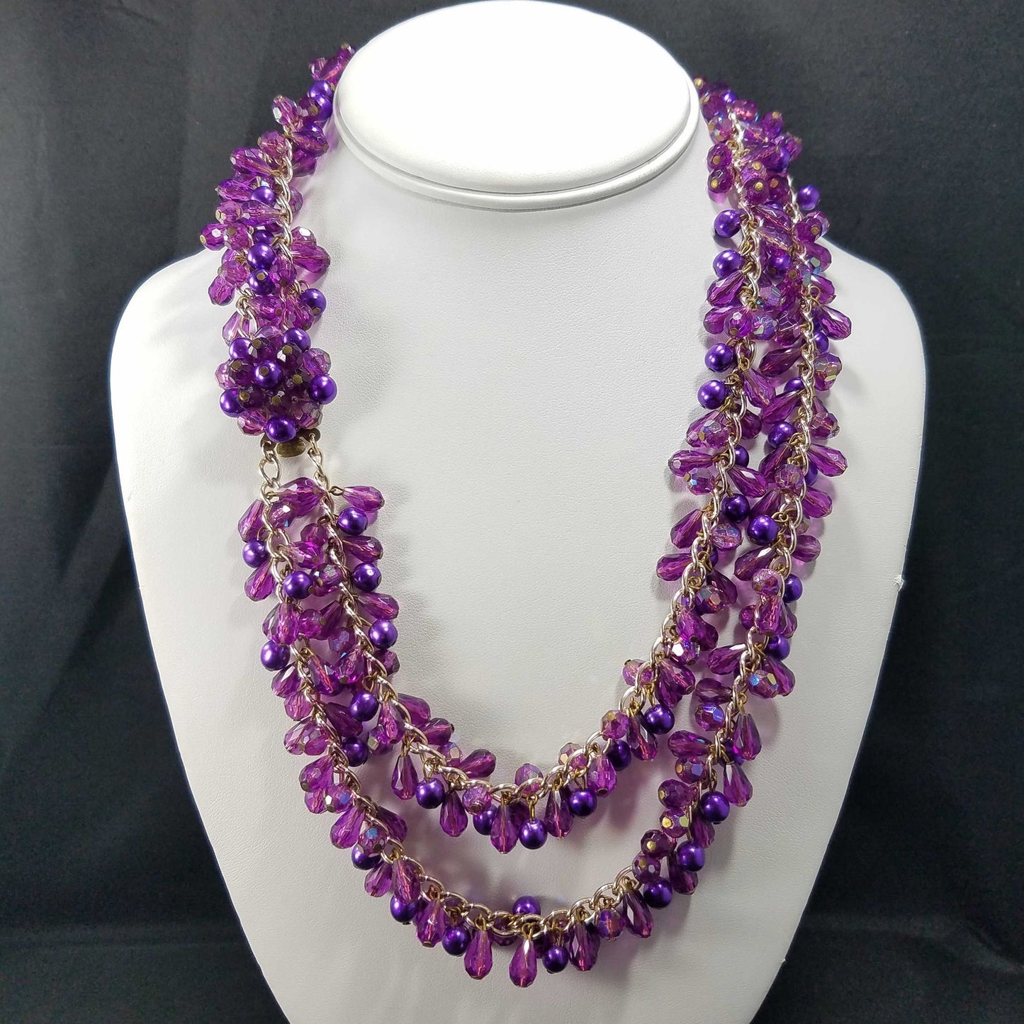 Western Germany Purple Gold Beaded Necklace, 1960s Vintage Jewelry