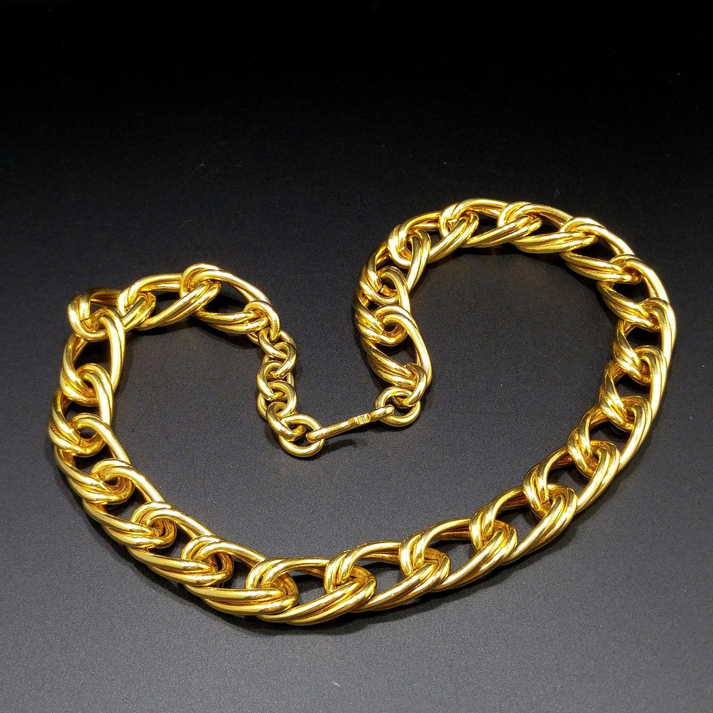 Monet Double Loop Chain Necklace, Gold Plated, 1980s Vintage Jewelry