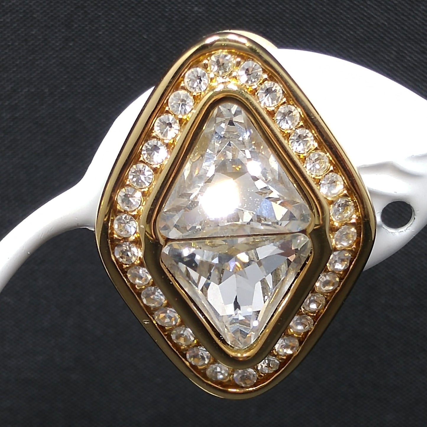 Vintage Swarovski Swan Logo Clear Crystal Clip Earrings Gold Plated 1990s