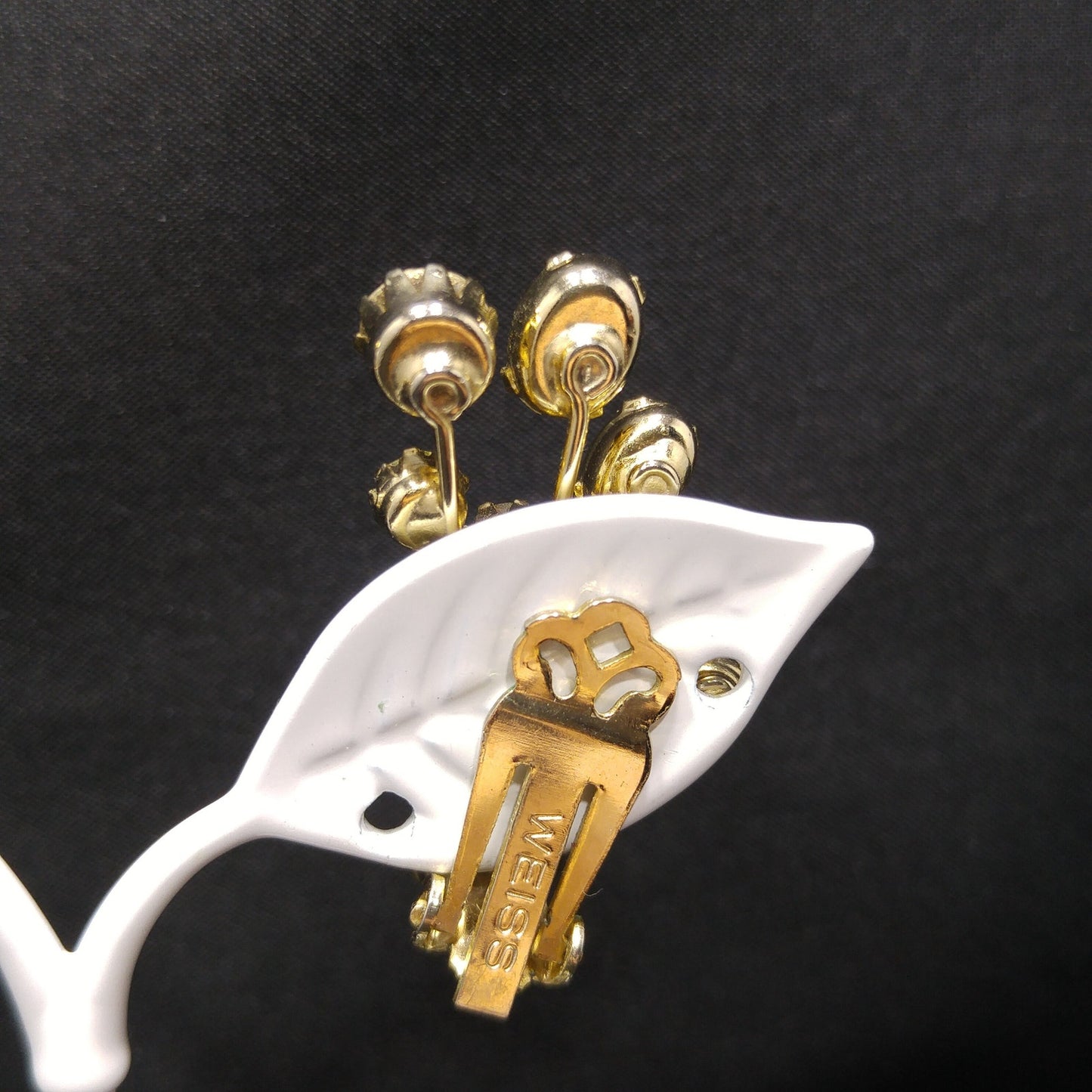 Weiss Aurora Borealis Ear Climber Earrings, Gold Plated, 1950s Vintage Jewelry