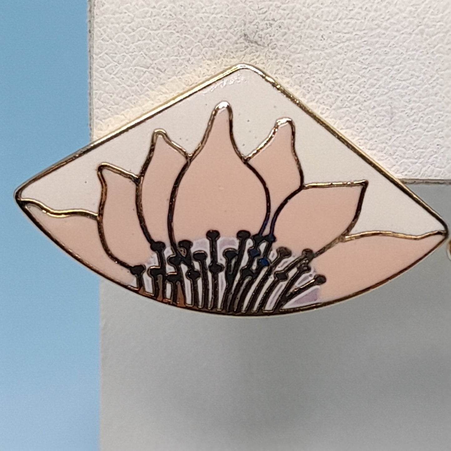 Vintage Laurel Burch Pink Flower Earrings - Gold Plated