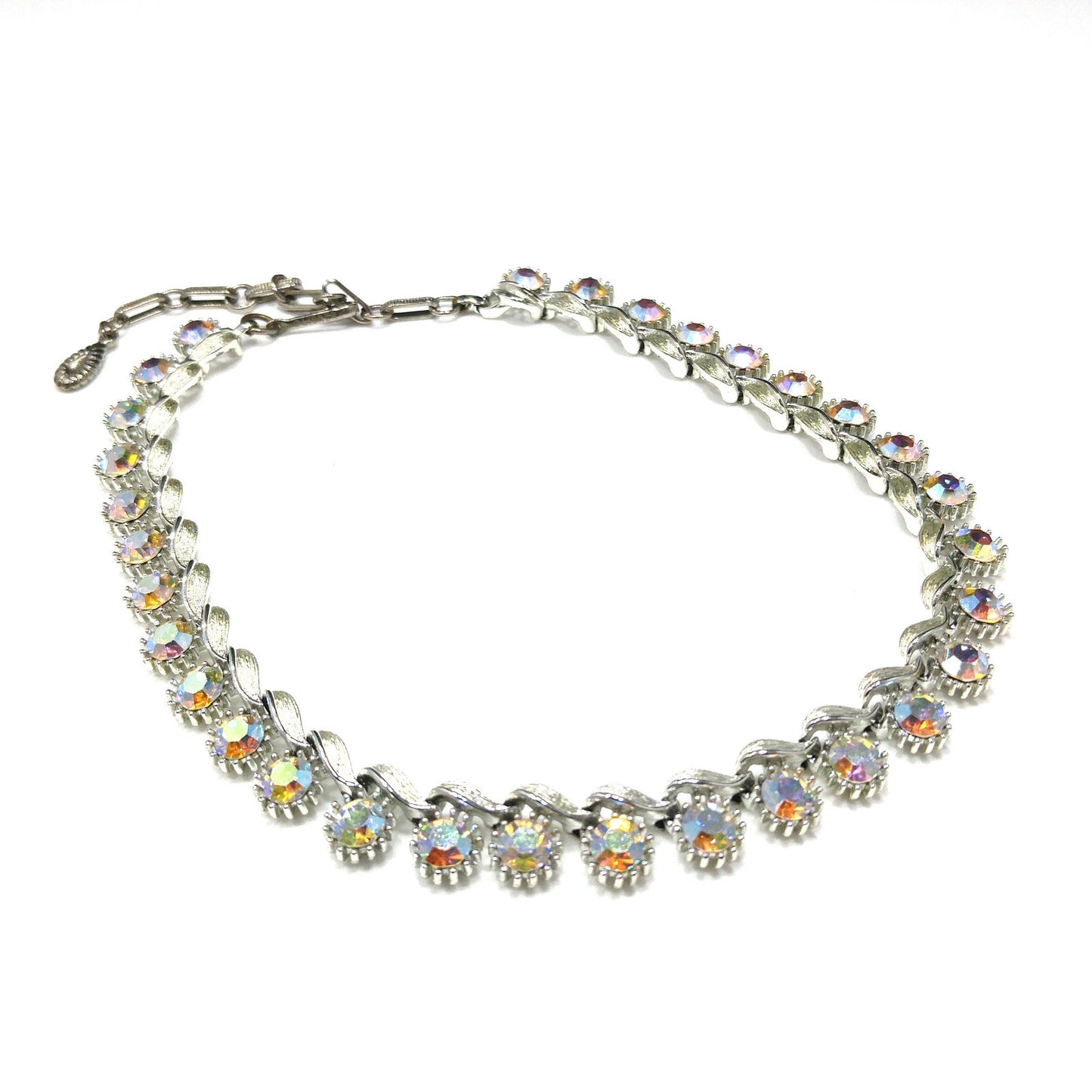 Lisner Aurora Borealis Rhinestone Necklace, 1960s Vintage Jewelry