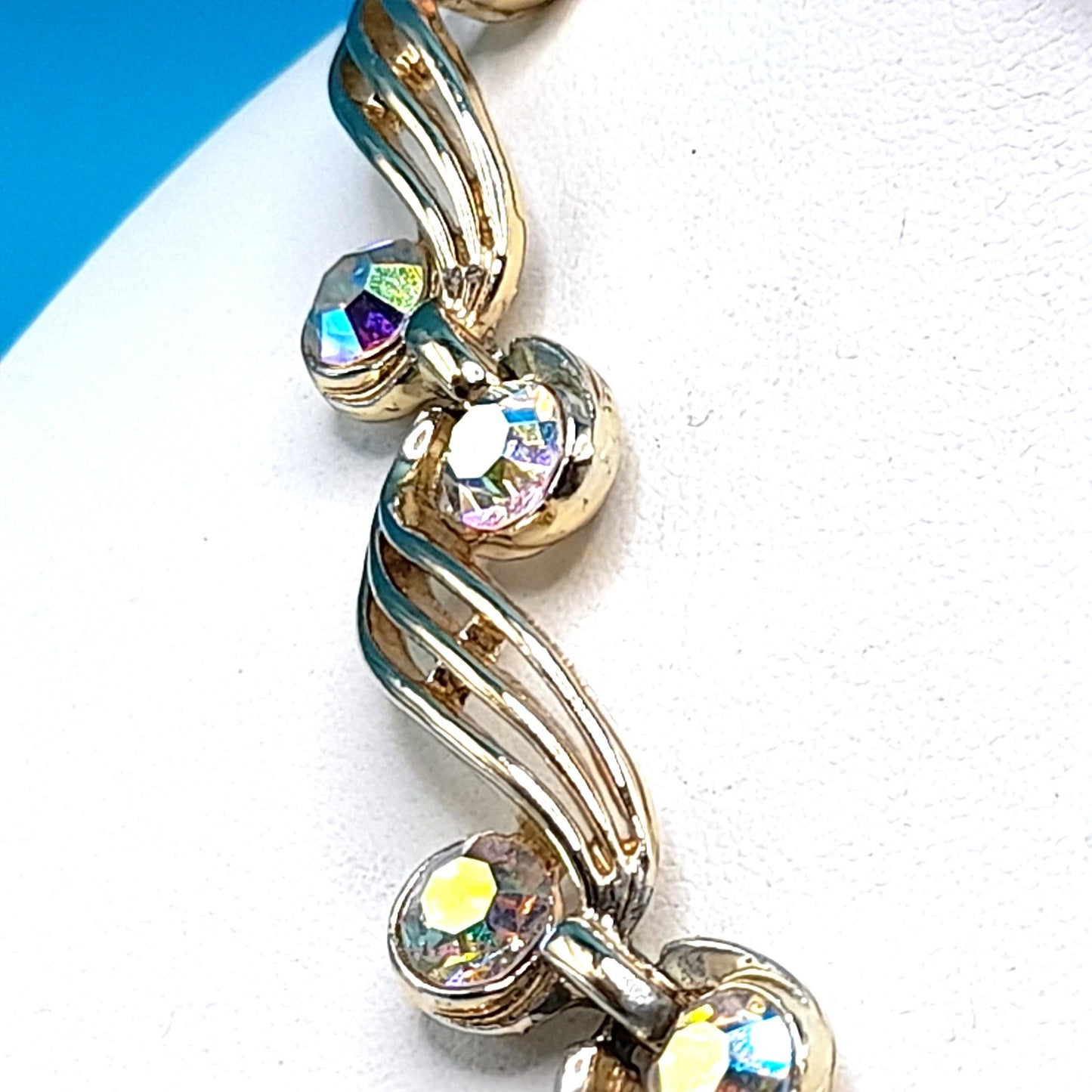 Vintage Aurora Borealis Choker Necklace, Unsigned Schrager, 1950s Vintage Jewelry
