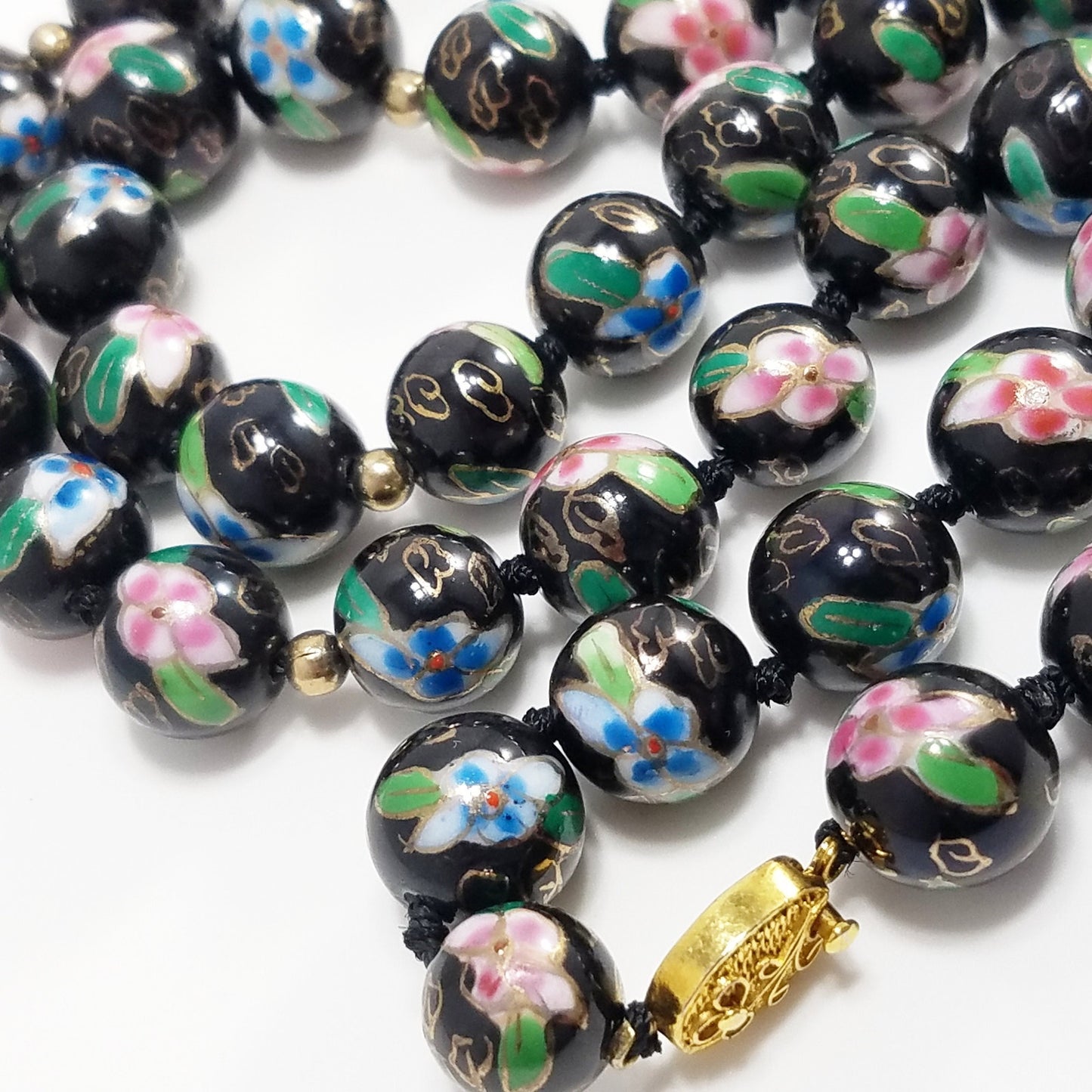 Vintage Chinese Hand Knotted Beaded Necklace, Imported 1960s