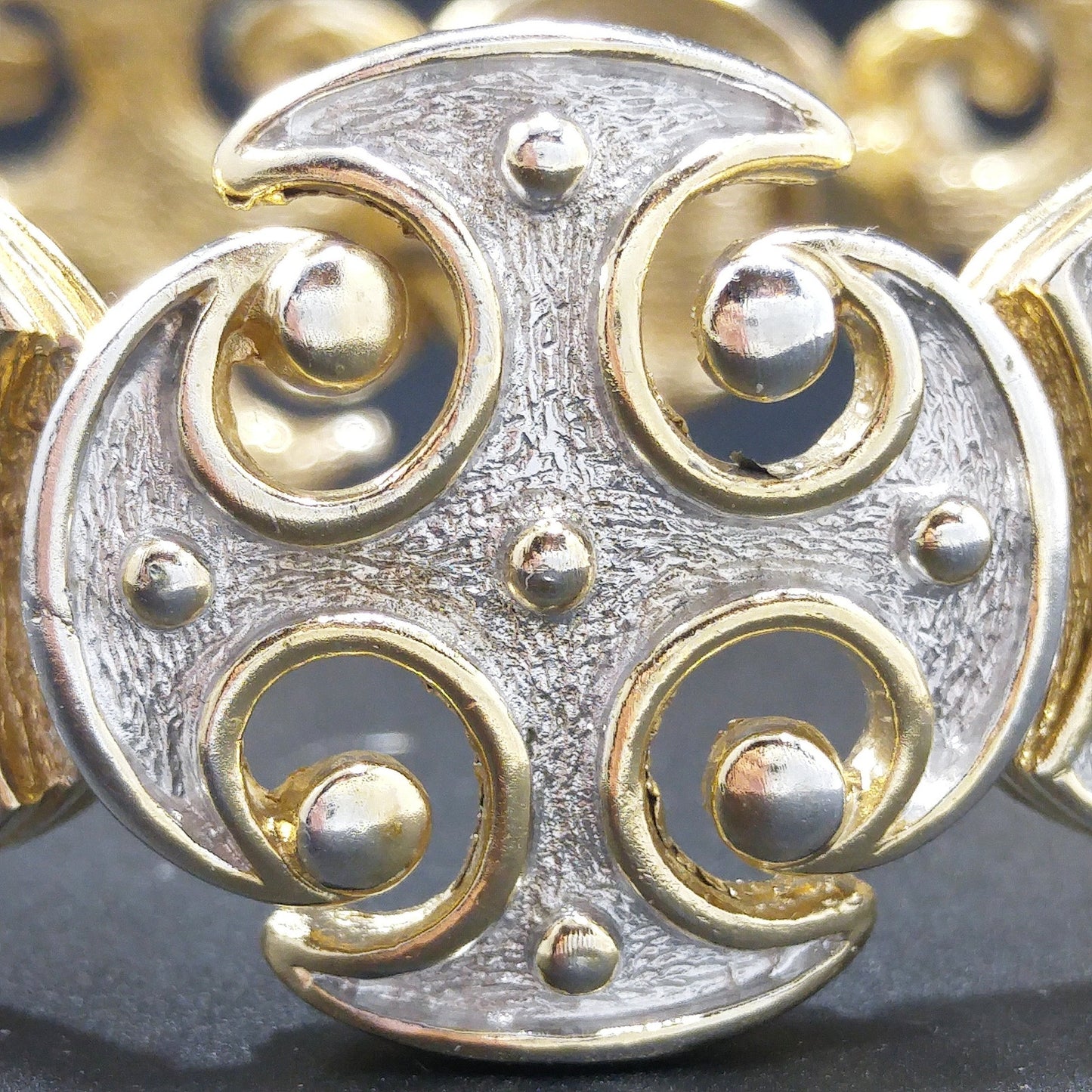 Vintage CINER Maltese Cross Bracelet, 22K Gold Plated, Silver Gold Tone