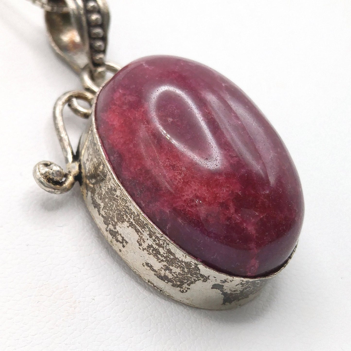 Gemstone Spinel Pendant Necklace, Italy 925 Chain, 24 Inches, Vintage Jewelry