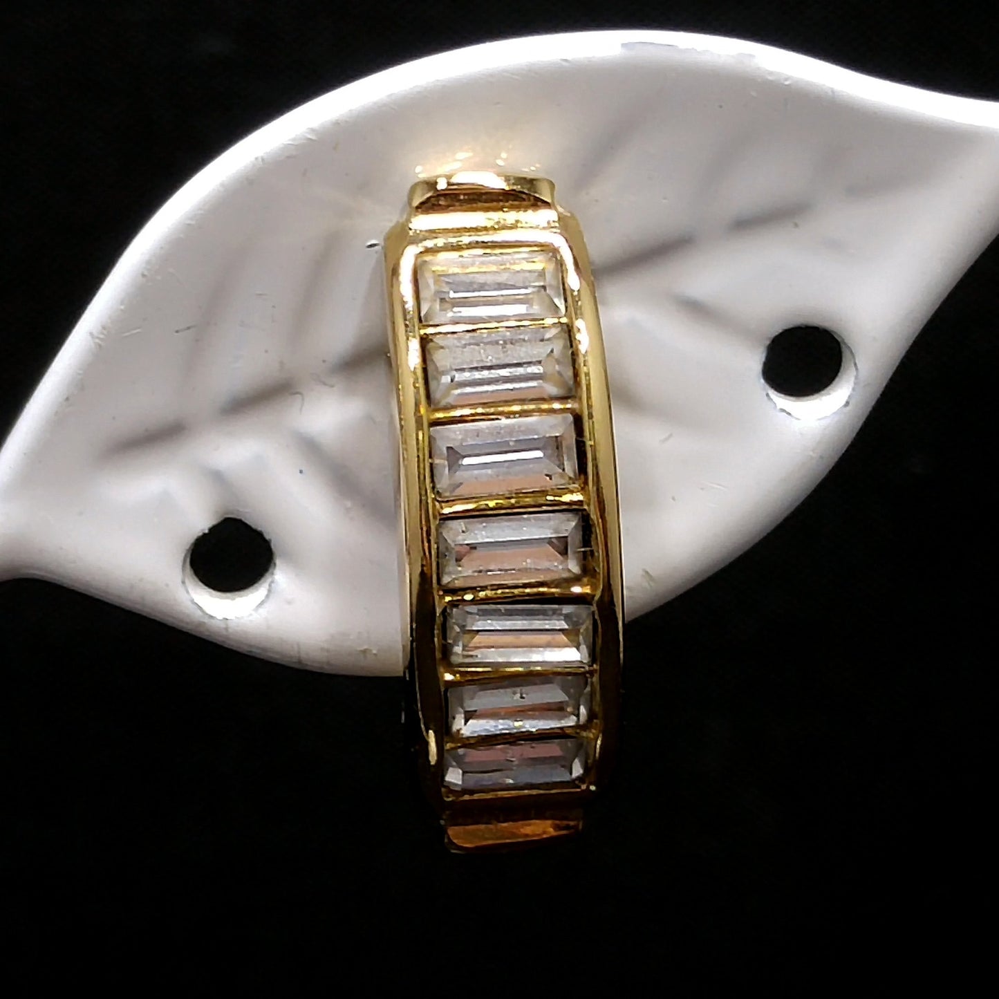 Vintage Christian Dior Half Hoop Baguette Rhinestone Clip Earrings