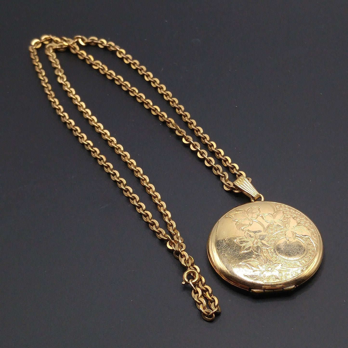 Danecraft Gold Filled Photo Locket Necklace, 12K GF, Early 1950s Vintage Jewelry