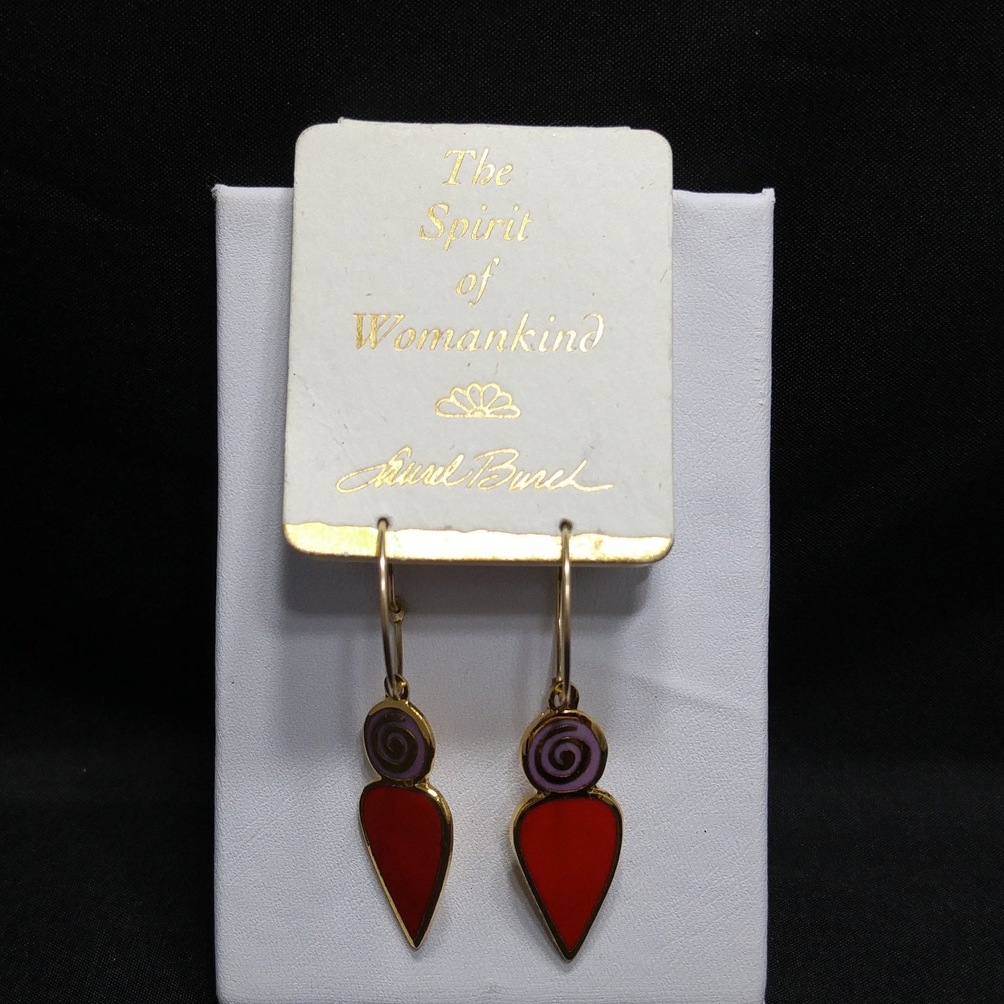 Laurel Burch "Femina" 1993 Earrings, Gold Over Sterling, 1990s Vintage Jewelry