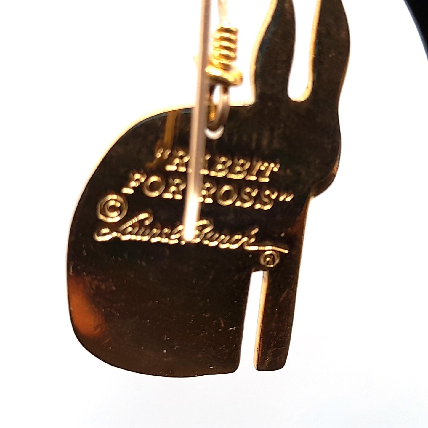 Laurel Burch "Rabbit For Ross" Earrings, Enamel Cloisonne Gold Plated, 1980s