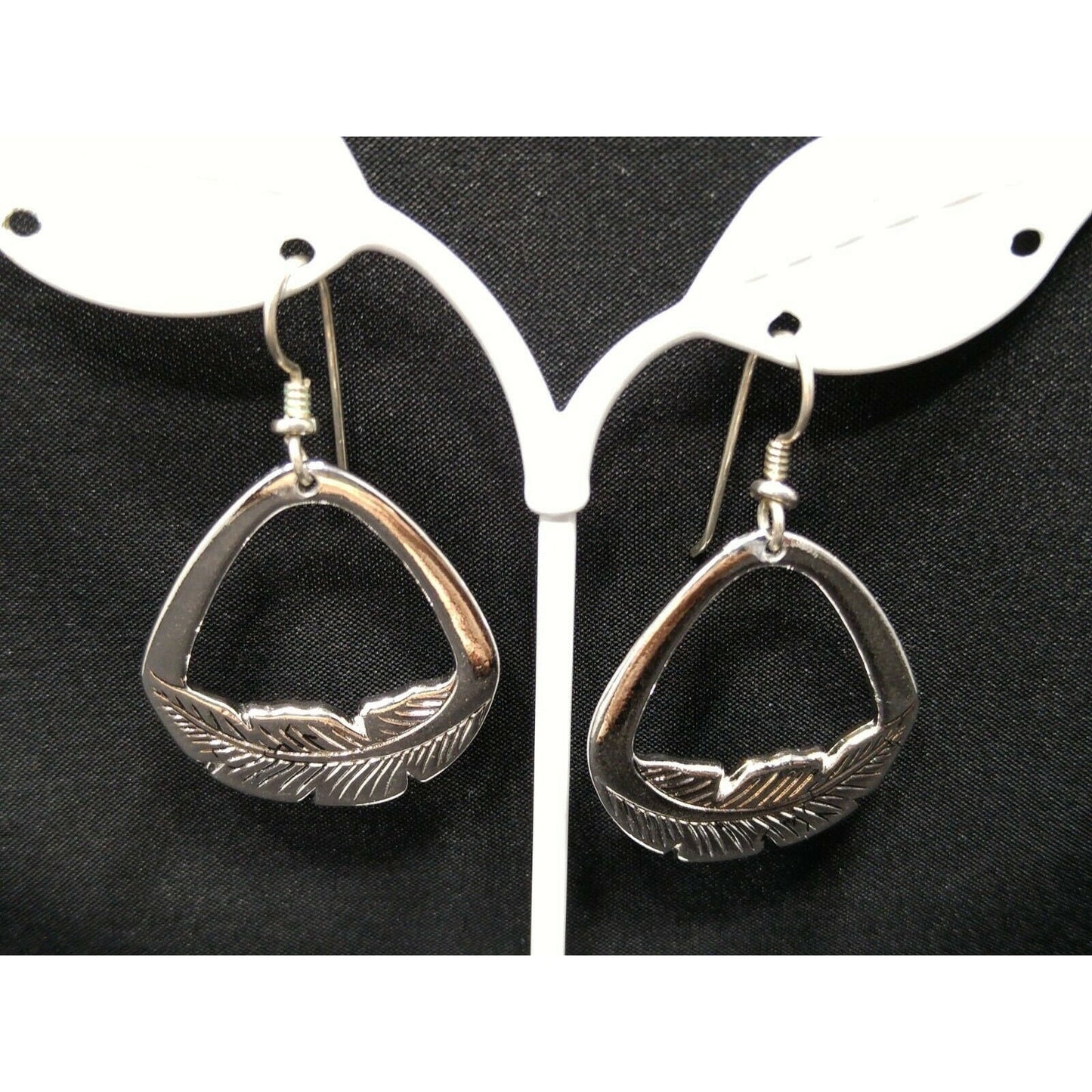 Laurel Burch Palm Leaf Dangle Earrings, Rhodium Plated, 1980s Vintage Jewelry