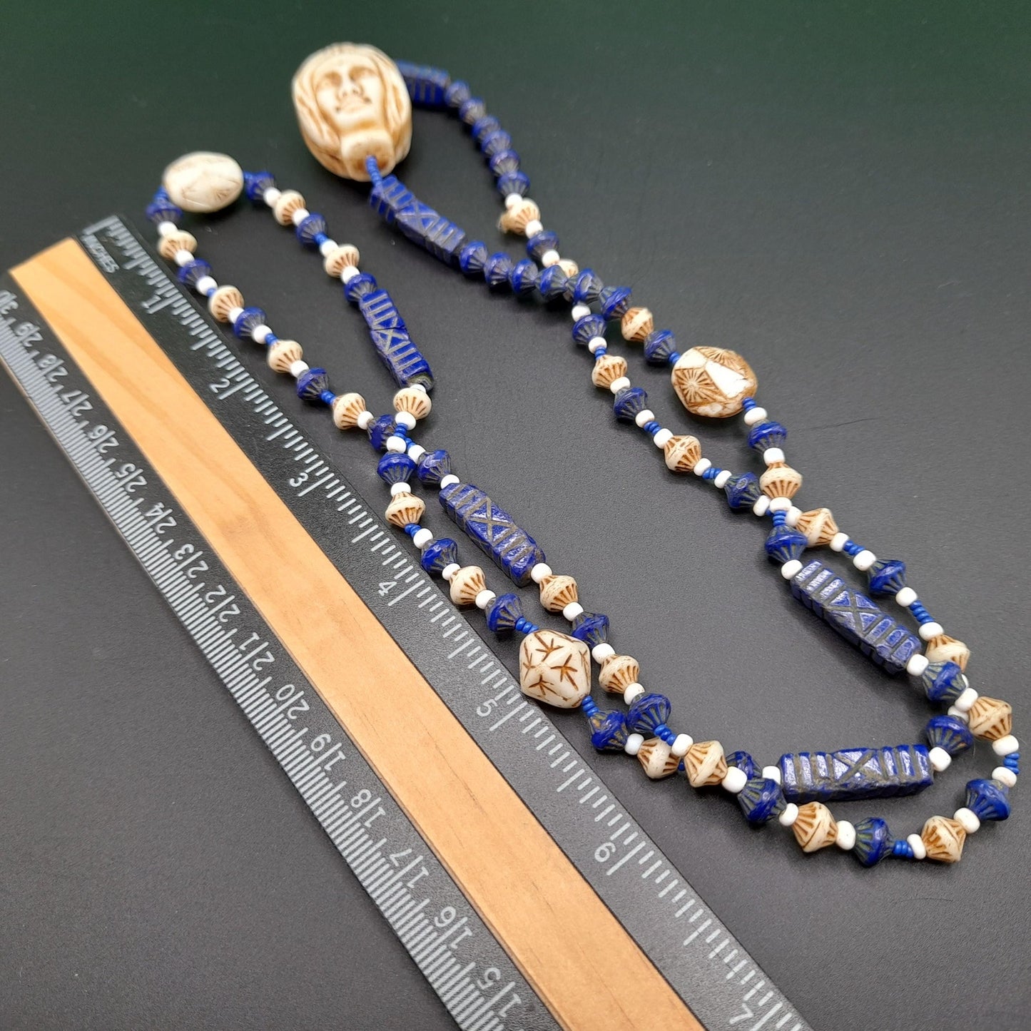 Neiger Brothers Czech Bead Necklace, Art Deco, Uranium Glass, 1920s Vintage Jewelry