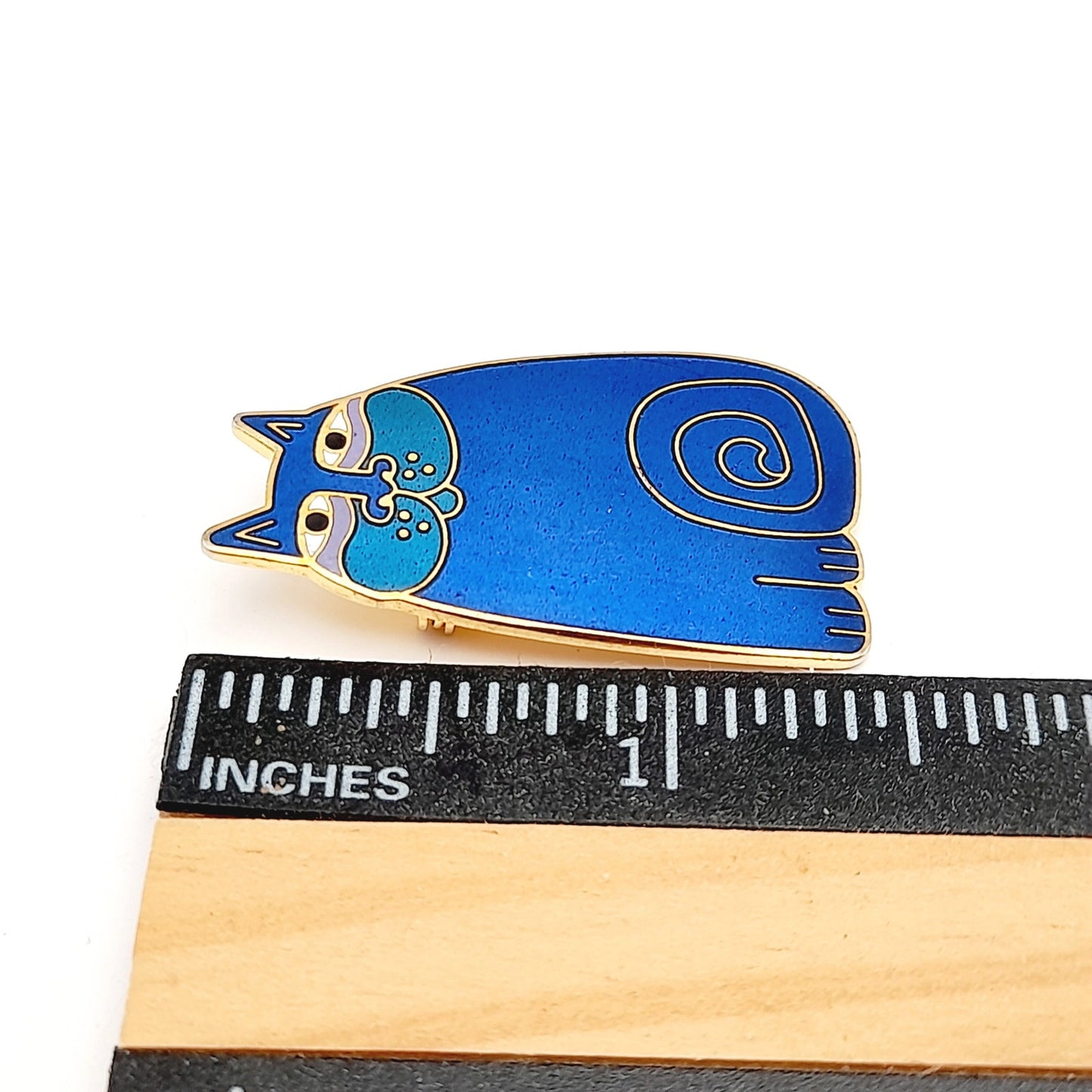 Vintage Laurel Burch Olivia Blue Cat Brooch