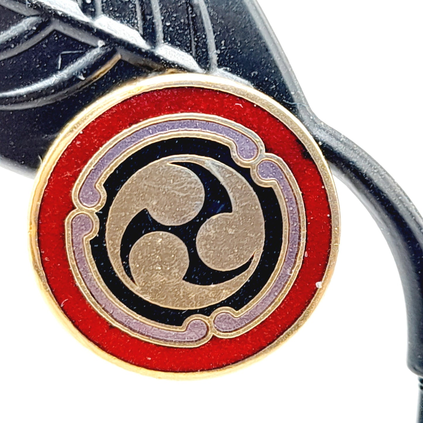 Vintage Laurel Burch Red Black Enamel Asian Symbol Post Earrings - Gold Plated - 3/4 Inch