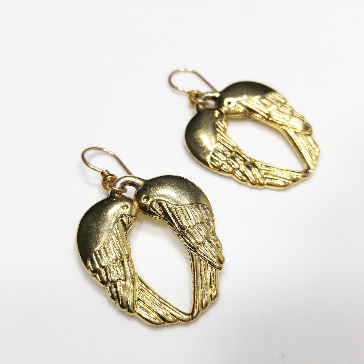 Vintage Laurel Burch Song Sparrows Earrings, Gold Plated