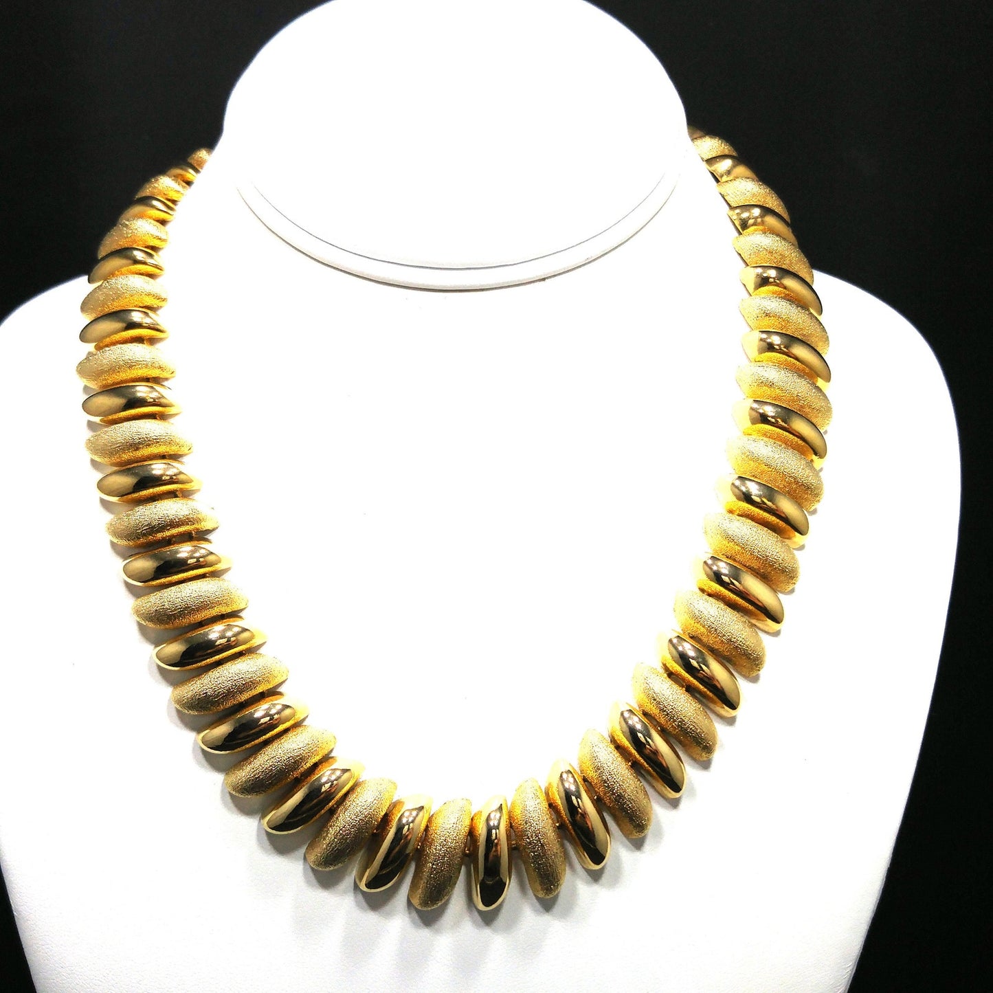 Vintage Smooth Textured Choker Necklace, Gold Plated, 1980s Vintage Jewelry
