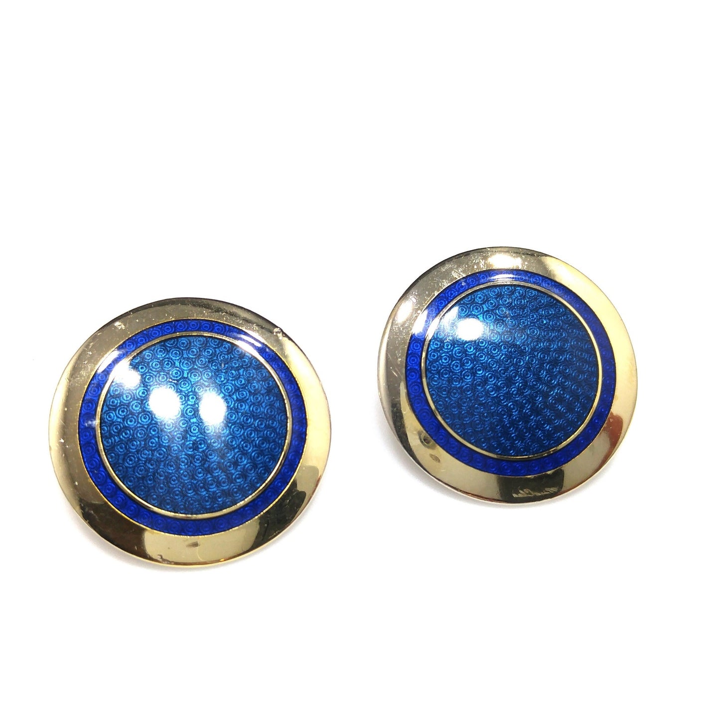 Laurel Burch "Victoria" Clip Earrings, Blue Enamel, Gold Plated, 1980s Vintage