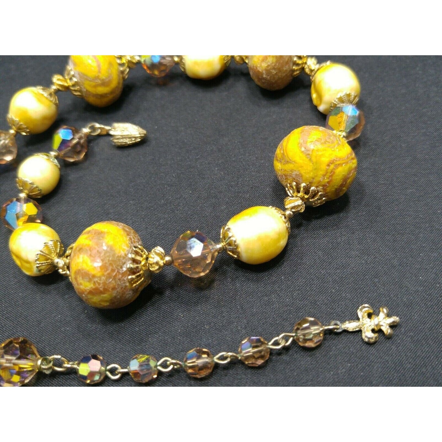 Vintage Vendome Art Bead Necklace Faux Baroque Pearls & AB Crystals 1960s