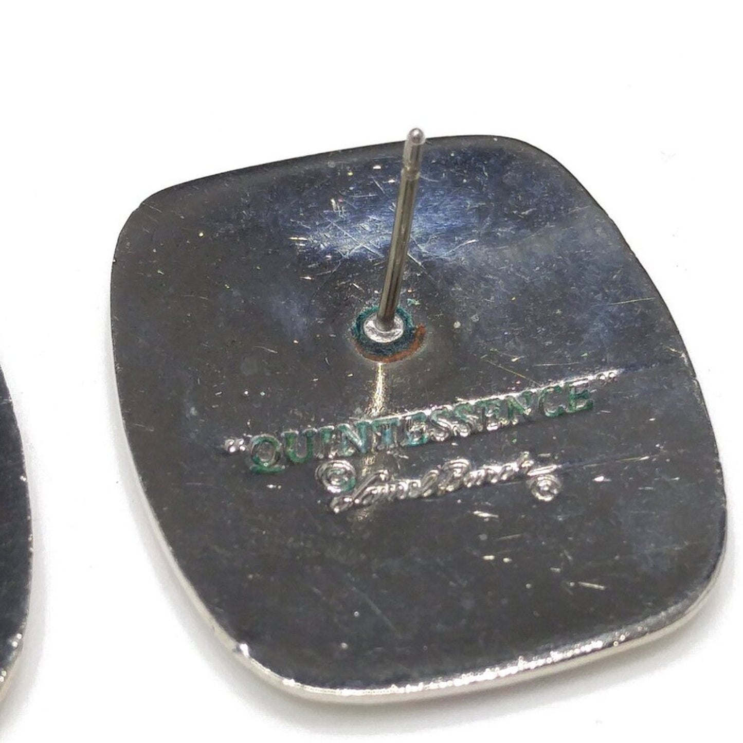 Vintage Laurel Burch "Quintessence" Geometric Earrings, Rhodium Plated, 1 1/8"