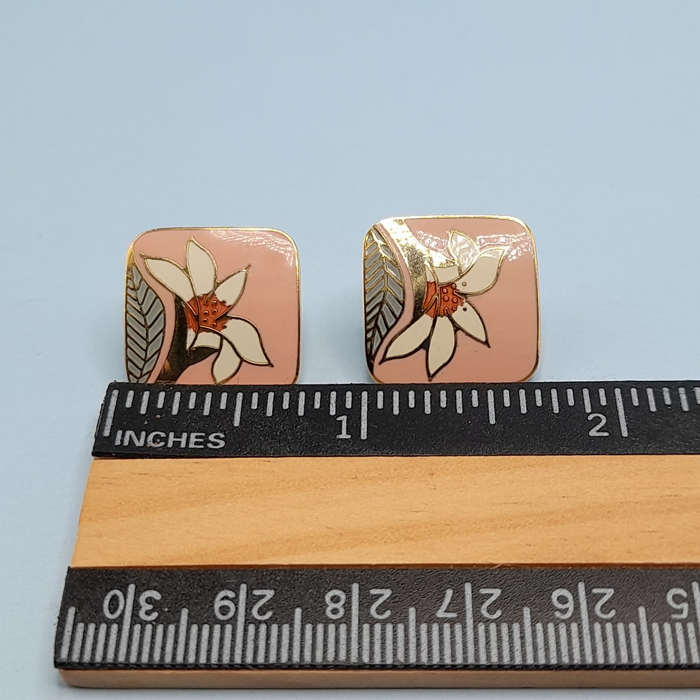 Vintage Laurel Burch Pink Enamel Wild Lily Clip Earrings
