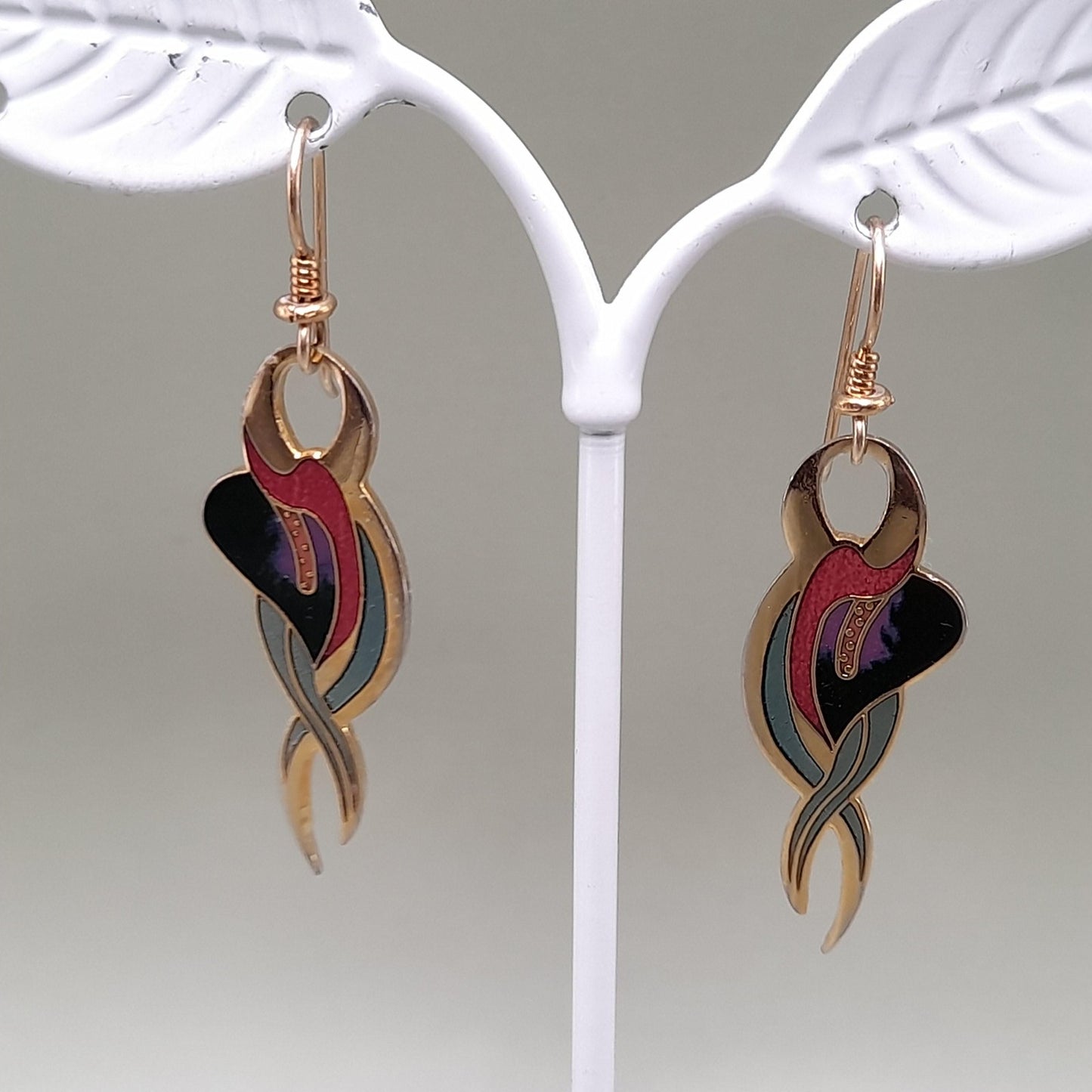 Vintage Laurel Burch "Everlasting Lily" Earrings, Gold Plated
