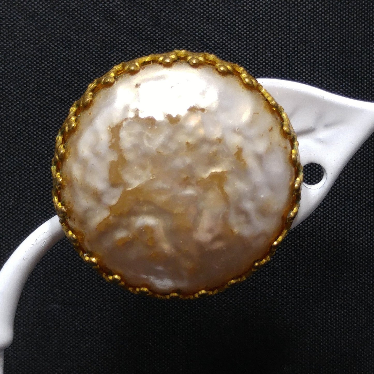 Miriam Haskell Faux Baroque Pearl Button Style Clip Earrings, 1950s Vintage Jewelry
