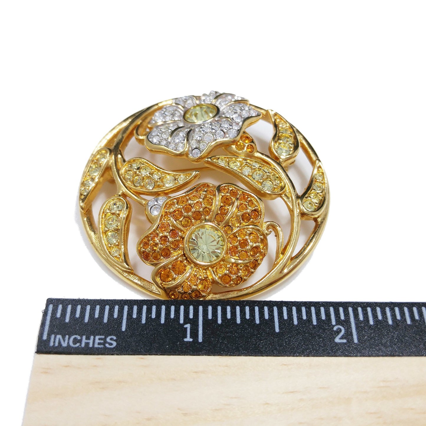 Swarovski Rhinestone Harmony Brooch, "Garden of Tranquility", Gold Plated, 2001 Vintage Jewelry