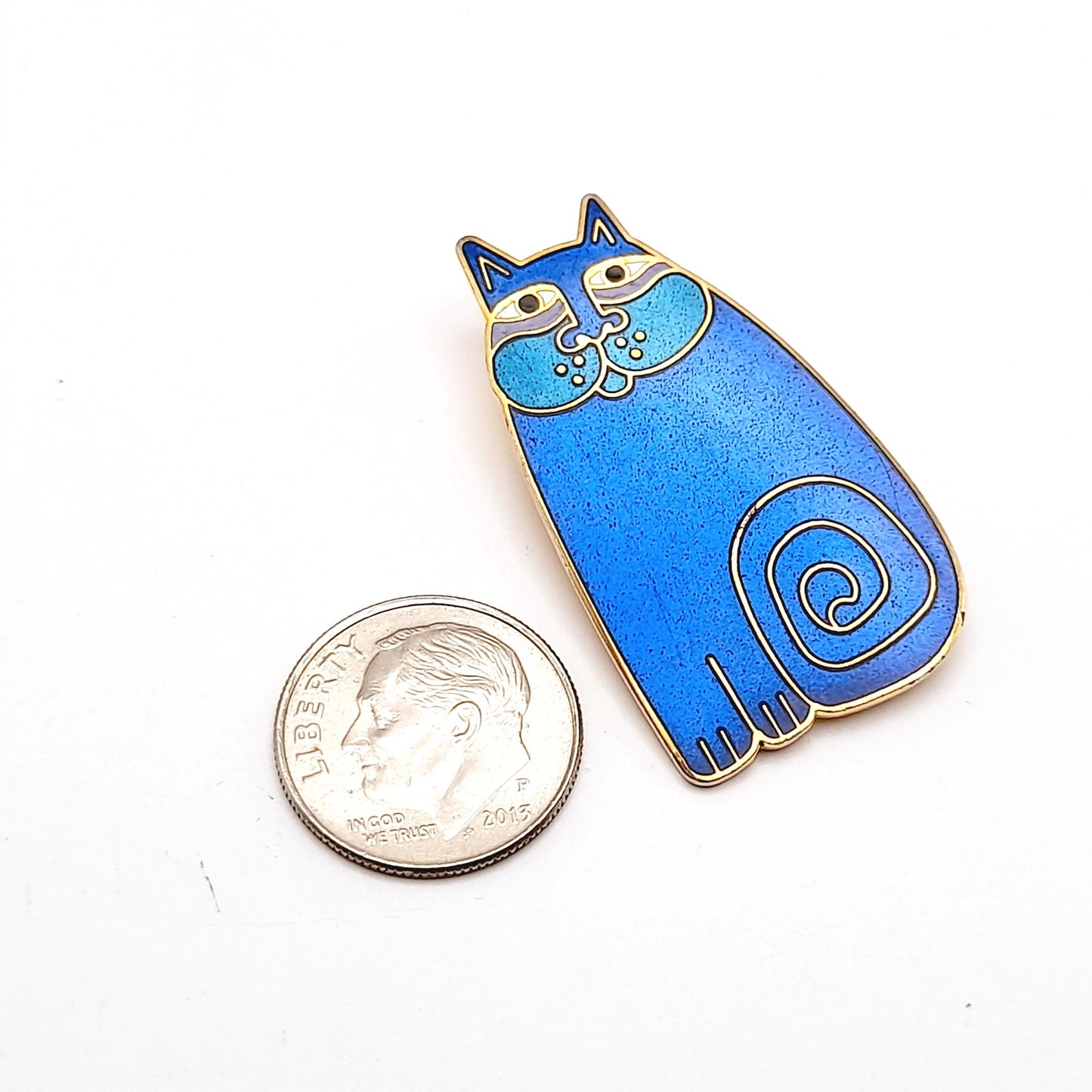 Vintage Laurel Burch Olivia Blue Cat Brooch