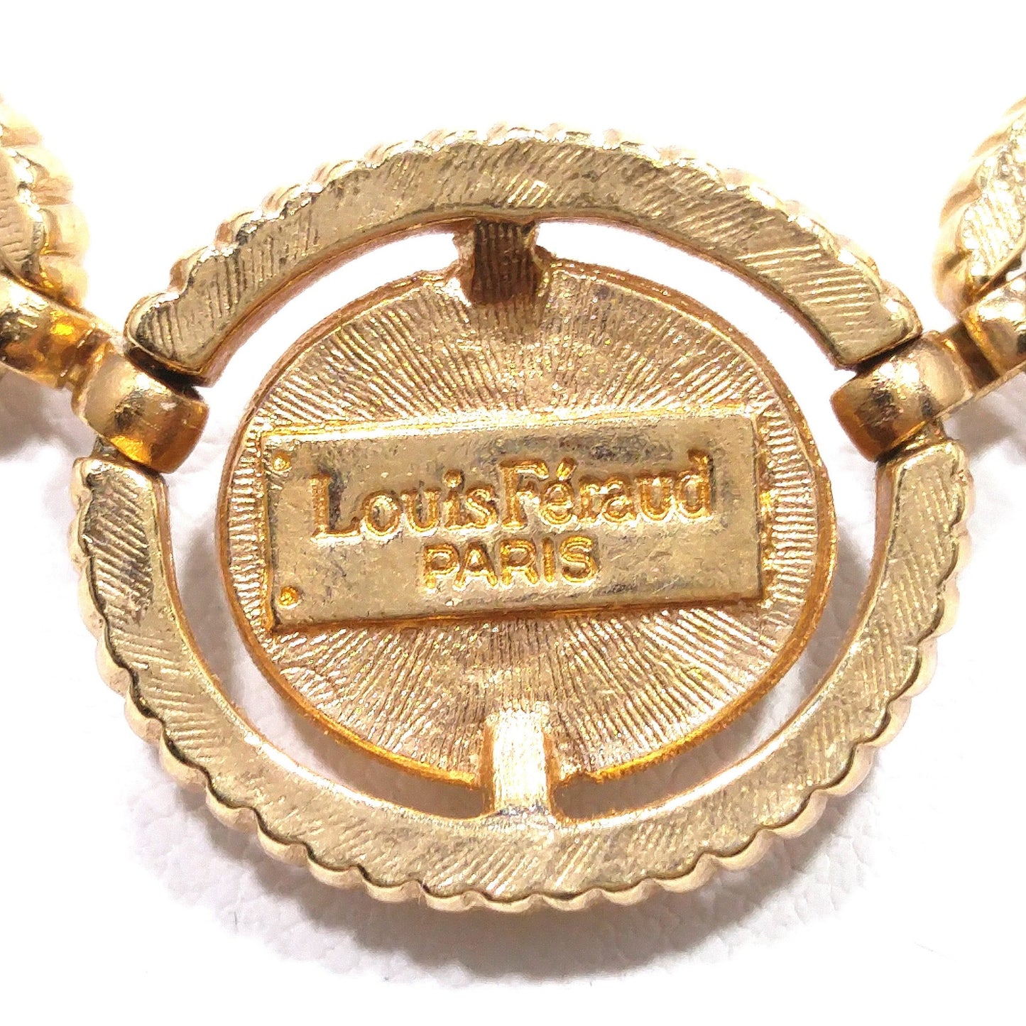 Louis Feraud Paris Gold Plated Pendant Necklace, Hematite Pendant, 1970s Vintage Jewelry