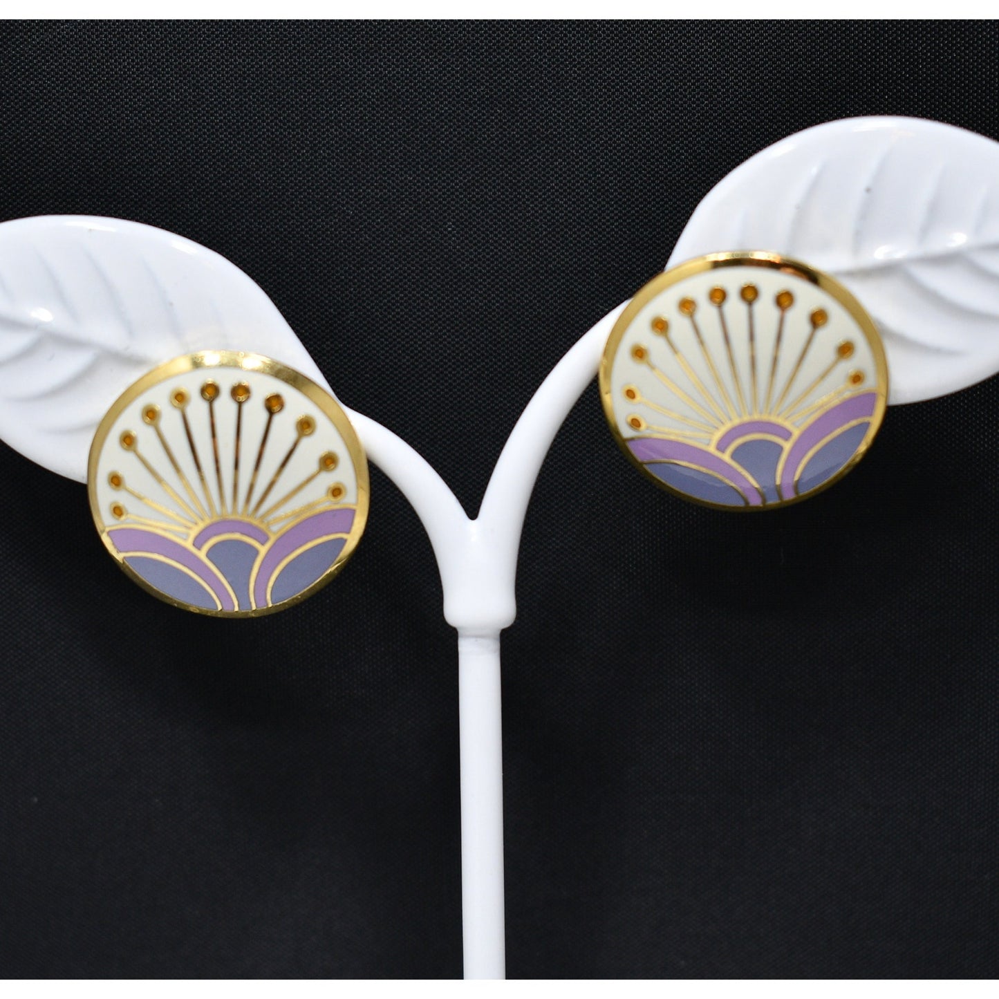 Laurel Burch "Kirin" Cloisonne Earrings, Gold Plated, 1980s Vintage Jewelry