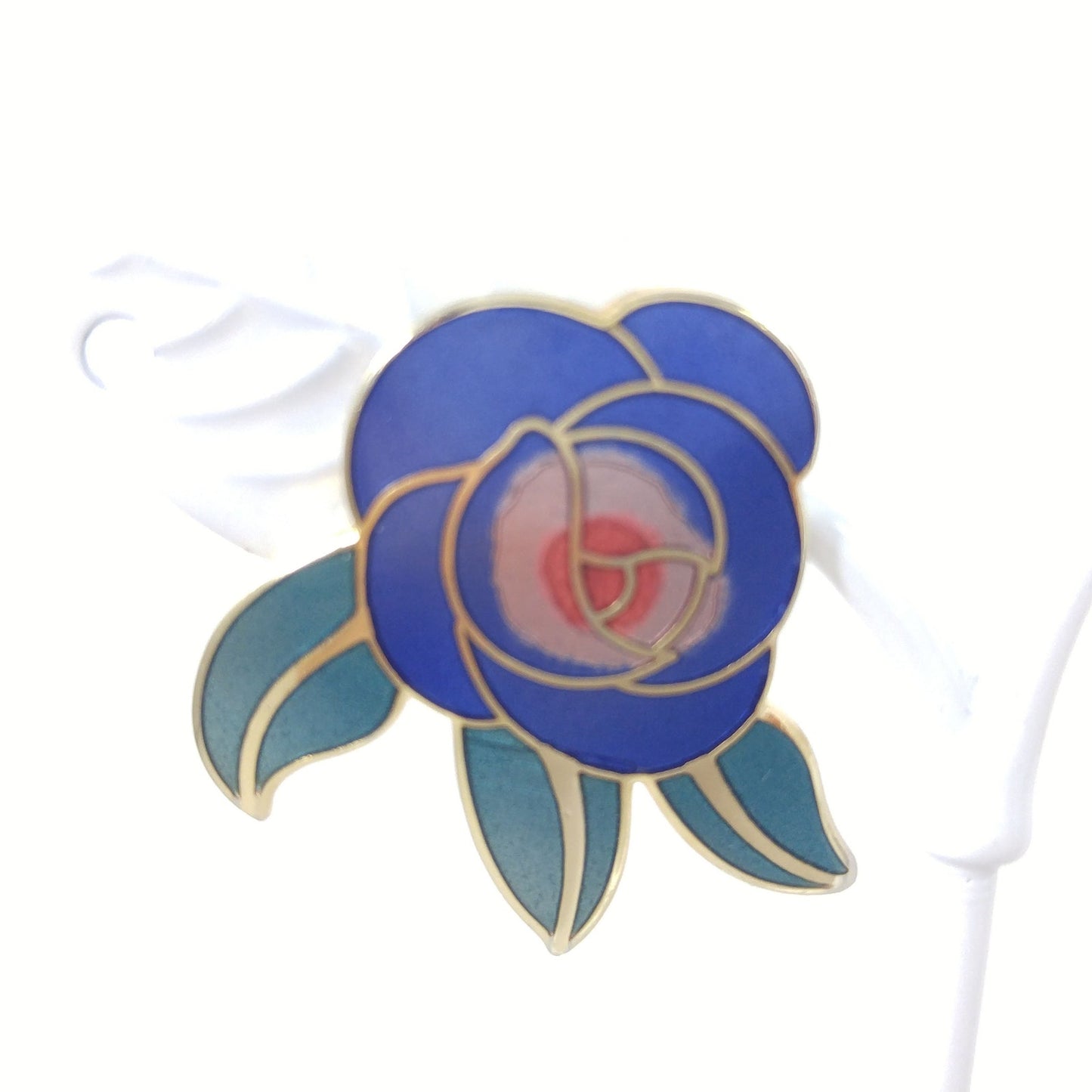 Vintage Laurel Burch Blue "Deco Rose" Post Earrings, 1980s Vintage Jewelry