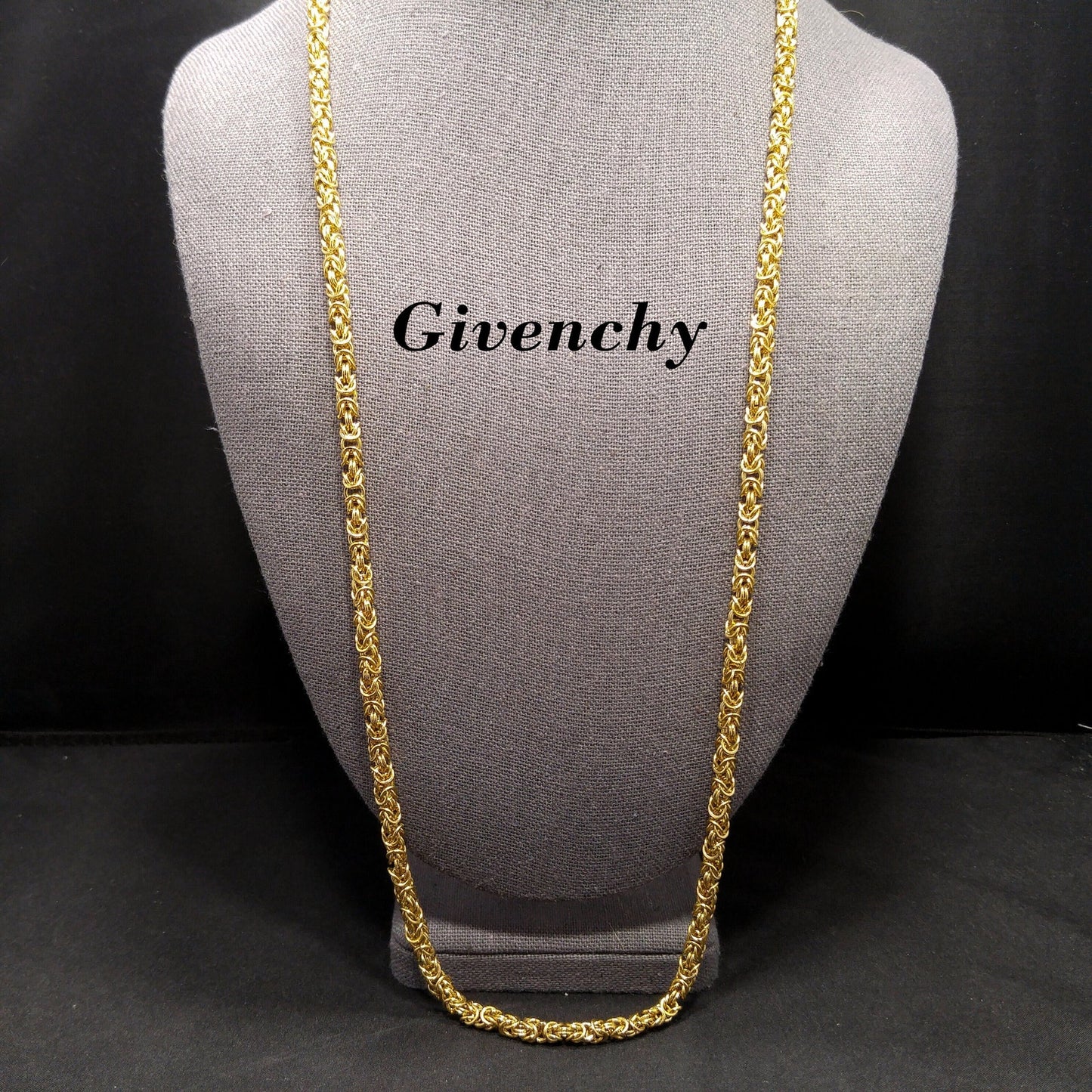 Givenchy Chain Necklace, Fold Over Clasp, 30 Inches, 1980s Vintage Jewelry