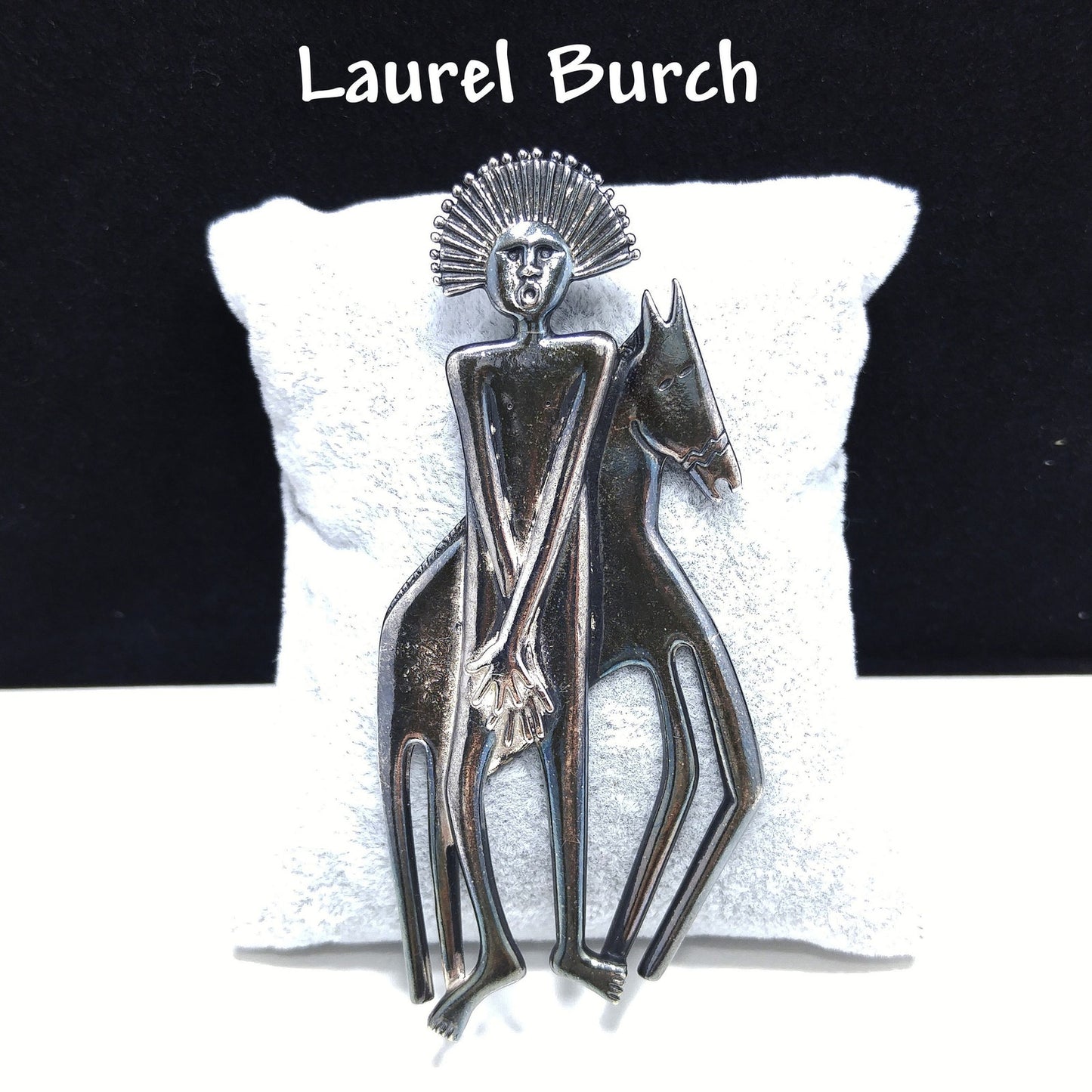 Laurel Burch Spirit Man and Horse Brooch & Pendant, Rhodium Plated, 1980s