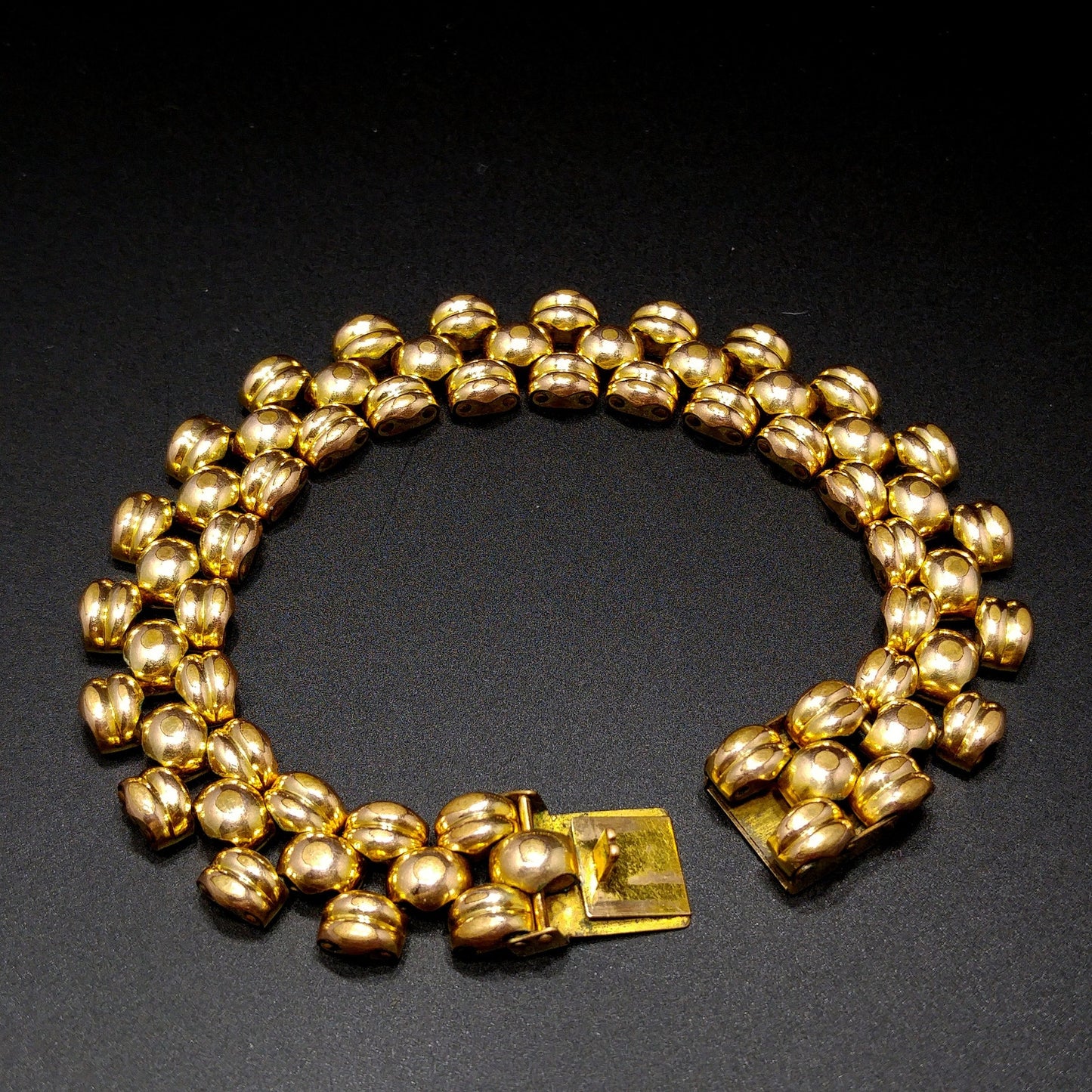 Switzerland Gold Bonded Link Bracelet, Plaque Orl, 2C Microns, 1960s Vintage Jewelry