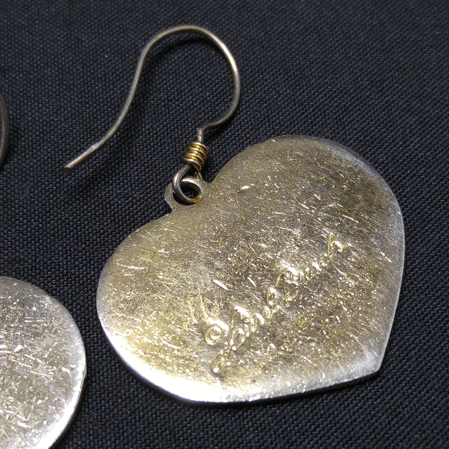 Vintage Laurel Burch Purple Bird Heart Earrings, Gold Plated