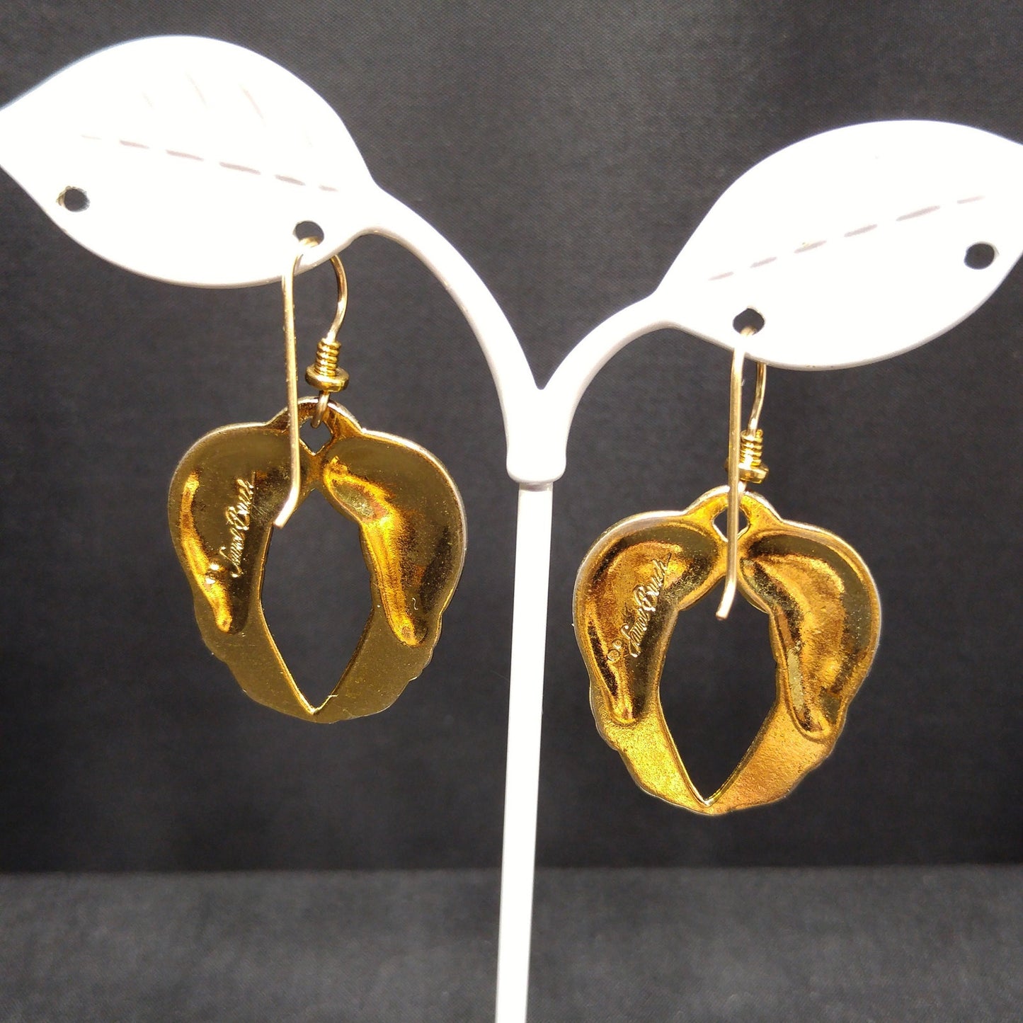 Vintage Laurel Burch Song Sparrows Earrings, Gold Plated