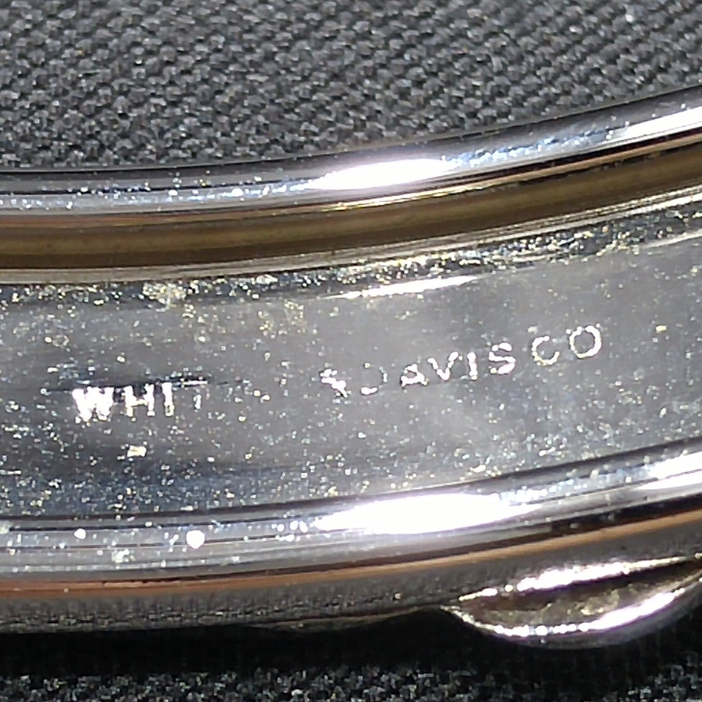 Whiting & Davis Rhodium Plated Hinged Bracelet, Safety Chain, 1960s Vintage Jewelry