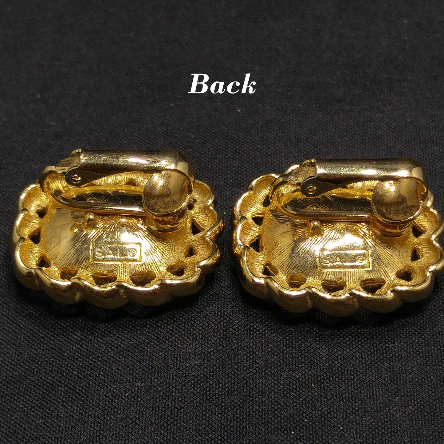 Swarovski S.A.L. Earrings, Purple Crystal Clip Ons, Gold Rope Design, 1970s Vintage Jewelry