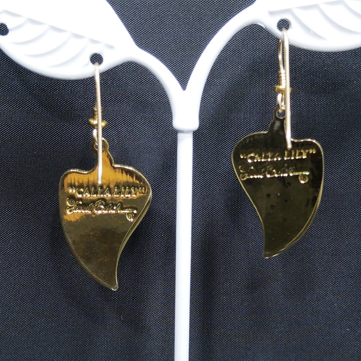 Vintage Laurel Burch "Calla Lily" Earrings, Pink Enamel, Gold Plated