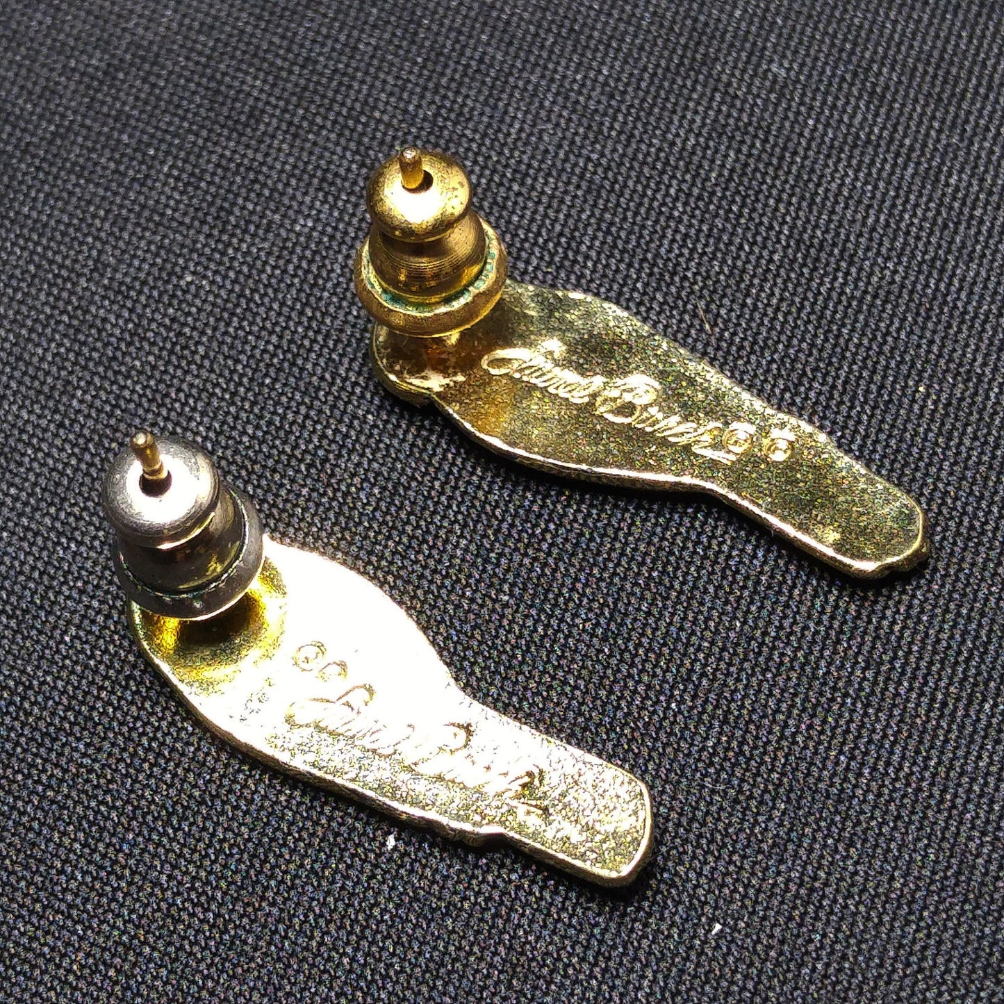Laurel Burch Lorikeets Post Earrings, Gold Plated, 1980s Vintage Jewelry