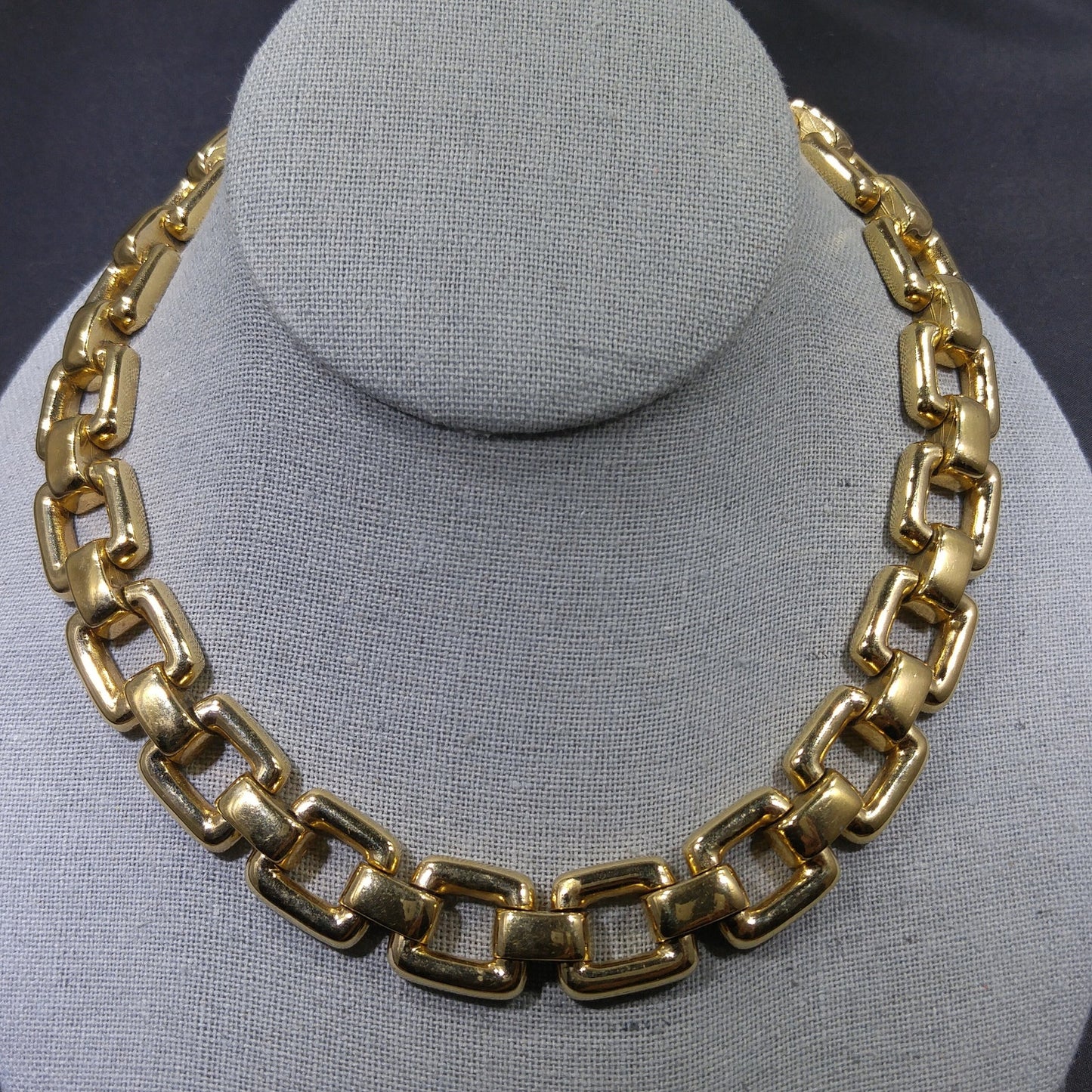 Vintage CINER Gold Chain Choker Necklace, Gold Plated, 1980s