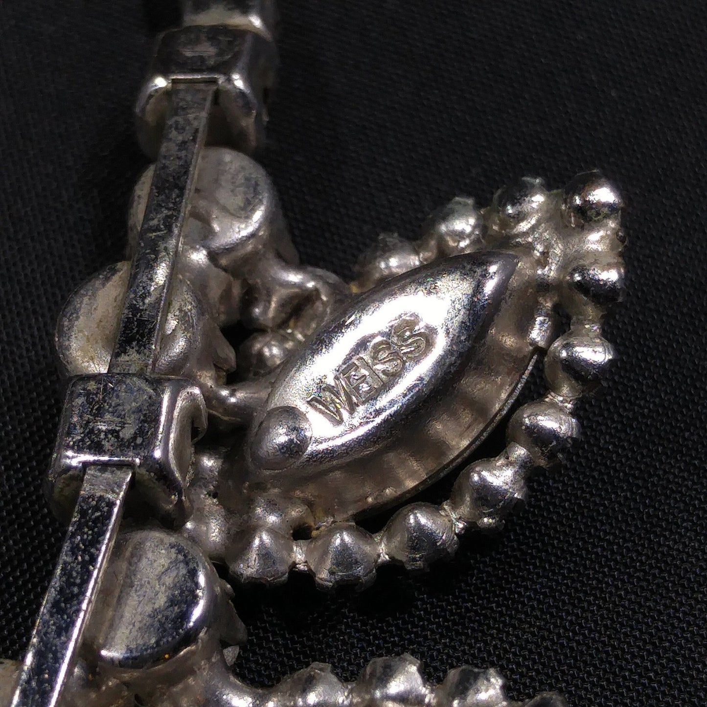 Weiss Wedding Clear Rhinestone Necklace, Rhodium Plated, 1950s Vintage Jewelry