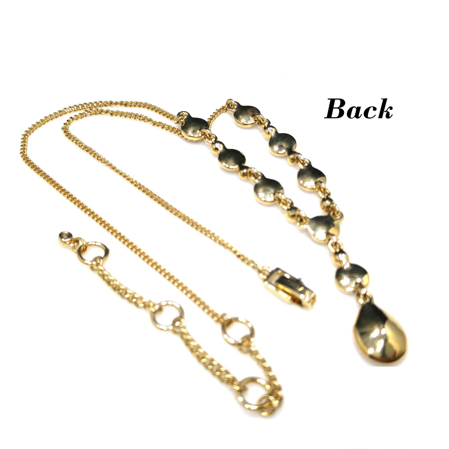 Vintage Givenchy Necklace – Champagne Rhinestone Drop, Adjustable, 1990s