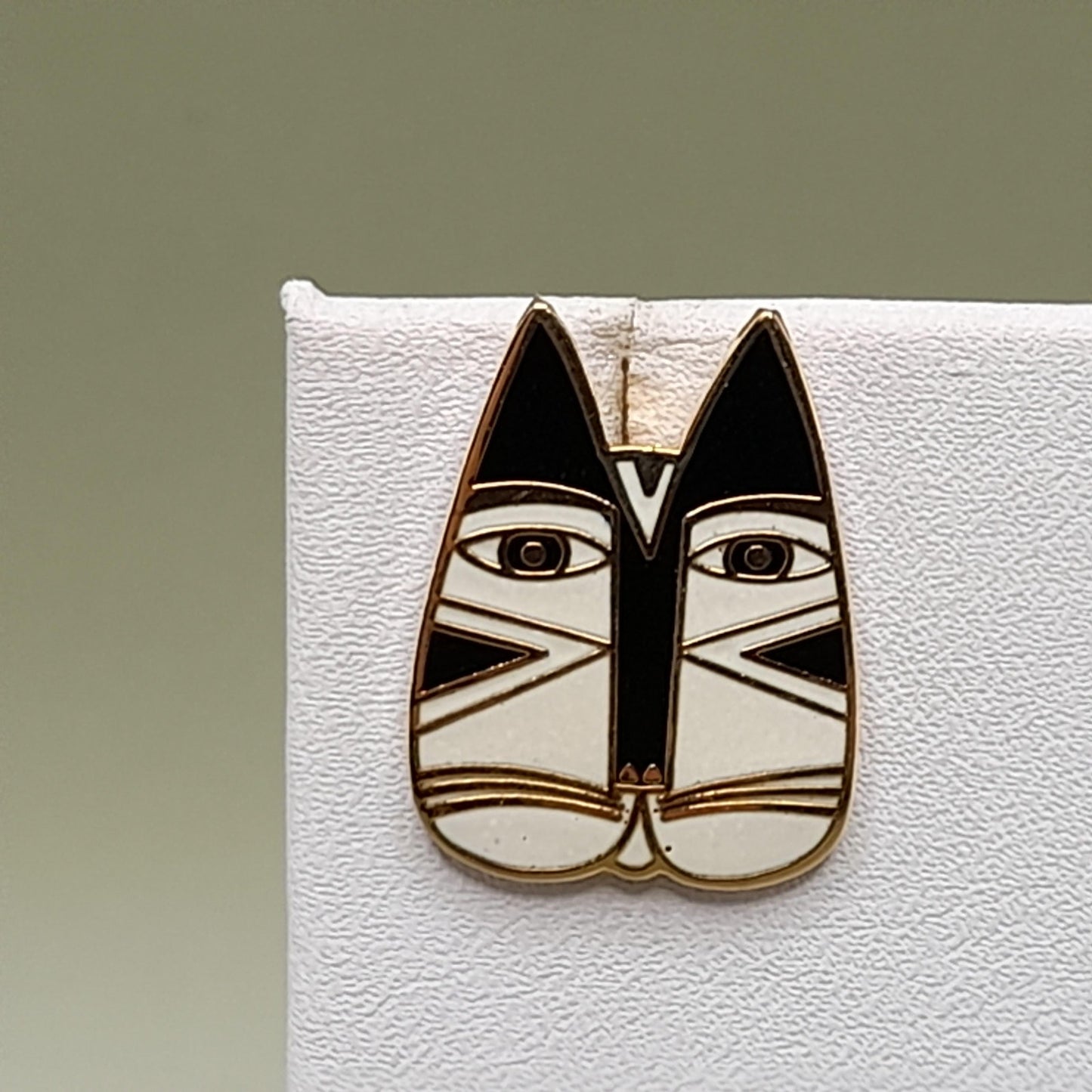 Vintage Laurel Burch "Gato" Cat Post Earrings, Enamel, Gold Plated, 1980s